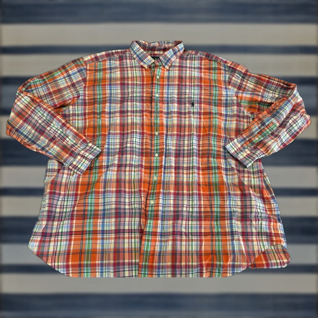 Polo Ralph Lauren Polo Ralph Lauren Long Sleeve Plaid Button-Up 4XLT NWT Orange Blue Multicolor Shirt Mens Size US XXL / EU 58 / 5 - 1 Thumbnail
