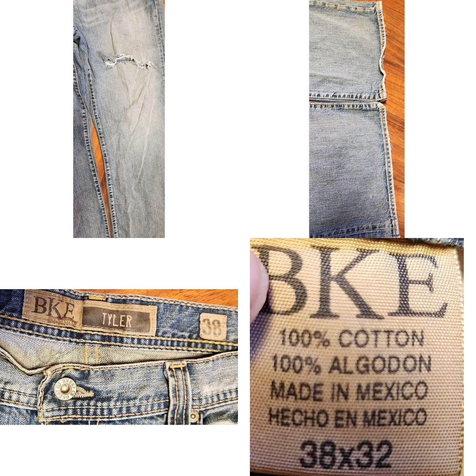 Vintage BKE Tyler Bootcut Jeans Mens 38x32 Distressed Stretch Denim Blue Buckle Boots Buckle Size US 38 / EU 54 - 8 Thumbnail