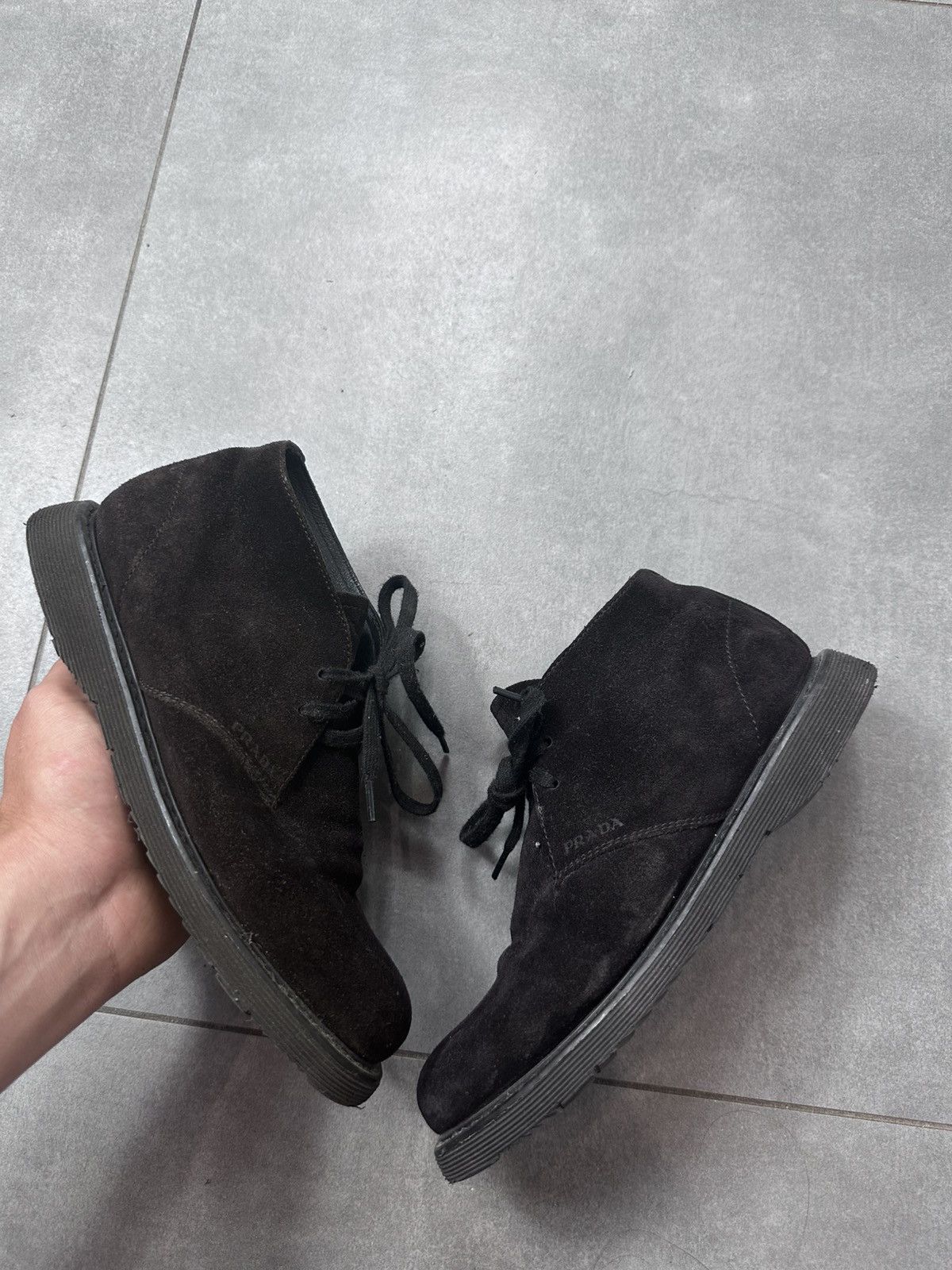 ⚡️QUICK SALE⚡️Prada Studded Grey Suede Desert Chukka Boots
