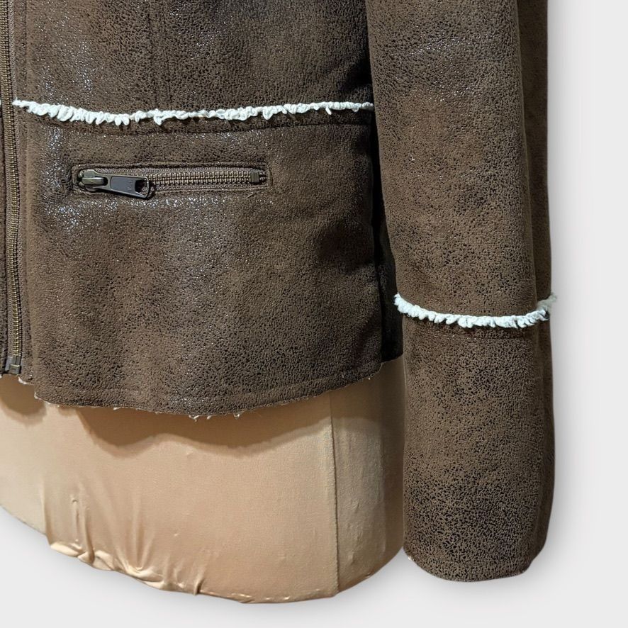 Prana PrAna Esme Faux Leather Sherpa Lined Jacket S Brown Beige Sh Size S / US 4 / IT 40 - 3 Thumbnail