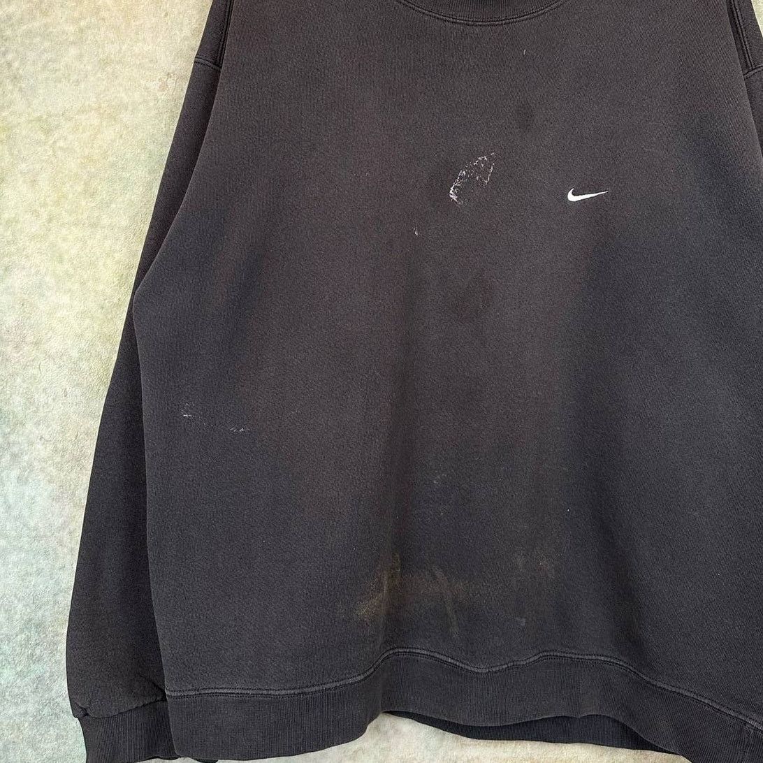 Nike × Vintage Vintage 90s Nike Crewneck Sweatshirt Sz L Black Swoosh Logo Size US L / EU 52-54 / 3 - 6 Thumbnail