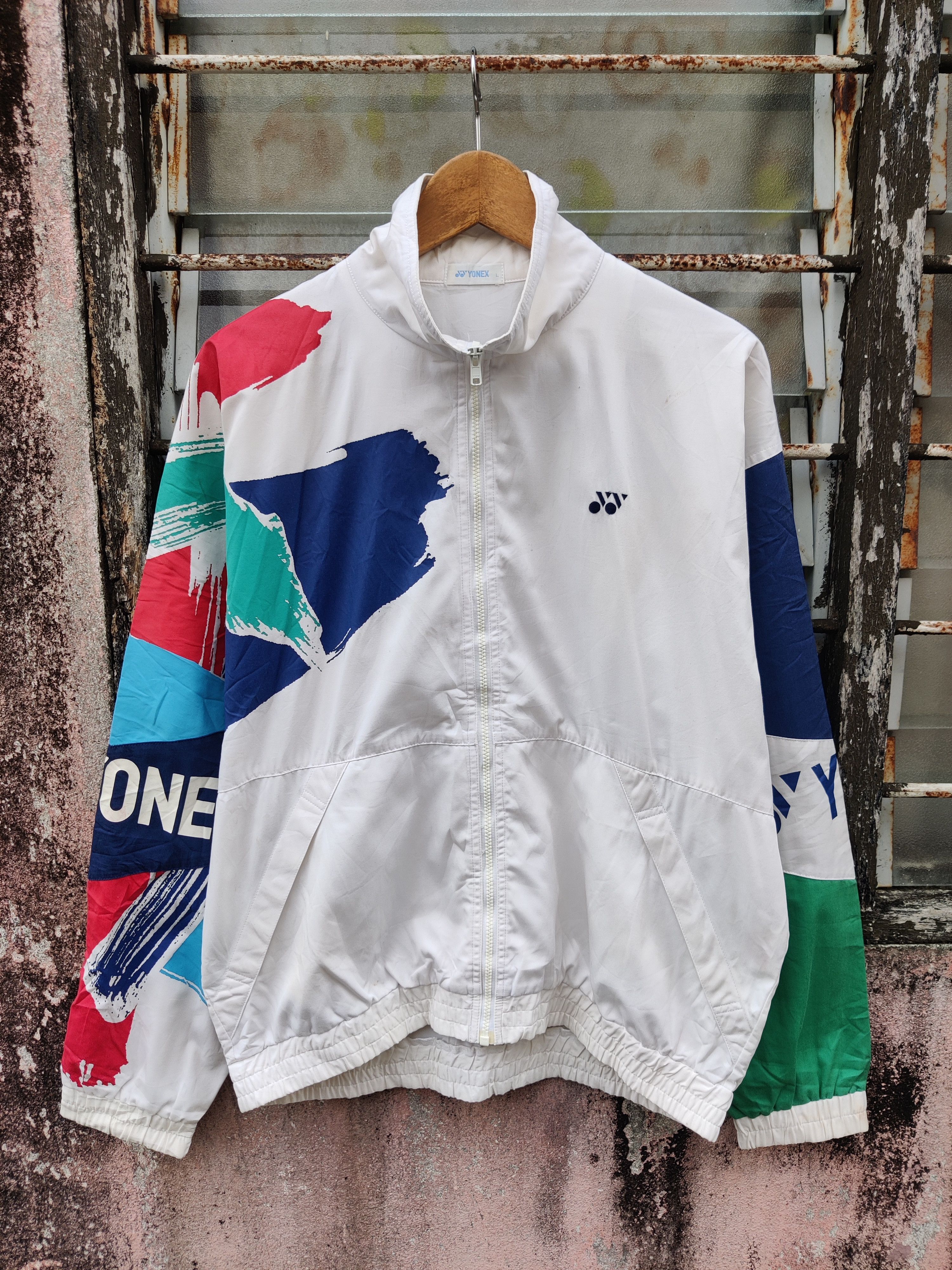 Japanese Brand Vintage Yonex Multi Colour Spell out Japan Made Jacket Size US L / EU 52-54 / 3 - 2 Thumbnail