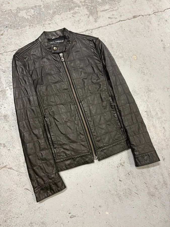 Dolce & Gabbana 2000s Dolce & Gabbana Black Grid Leather Jacket Size US S / EU 44-46 / 1 - 4 Thumbnail