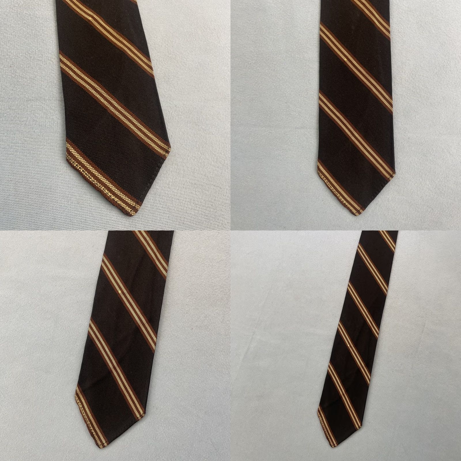 Arrow Vtg 60s 70s Repp Stripe Tie Woven Poly Navy Brown Exec Narrow Cravat 2.5x55 Capsule Necktie Mens Size ONE SIZE - 9 Thumbnail