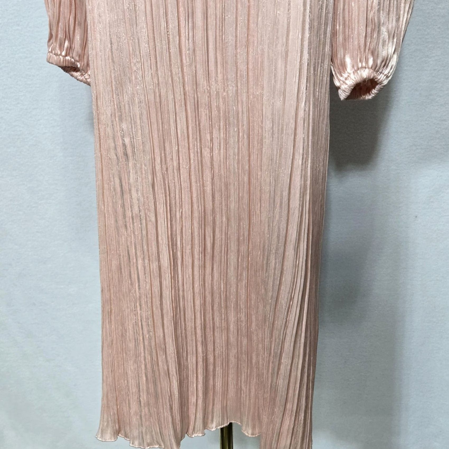 Vintage VINTAGE Morton Myles Dress Womens 6 Pink Pleated Satin Midi Shift Rhinestone 80s Size M / US 6-8 / IT 42-44 - 4 Thumbnail