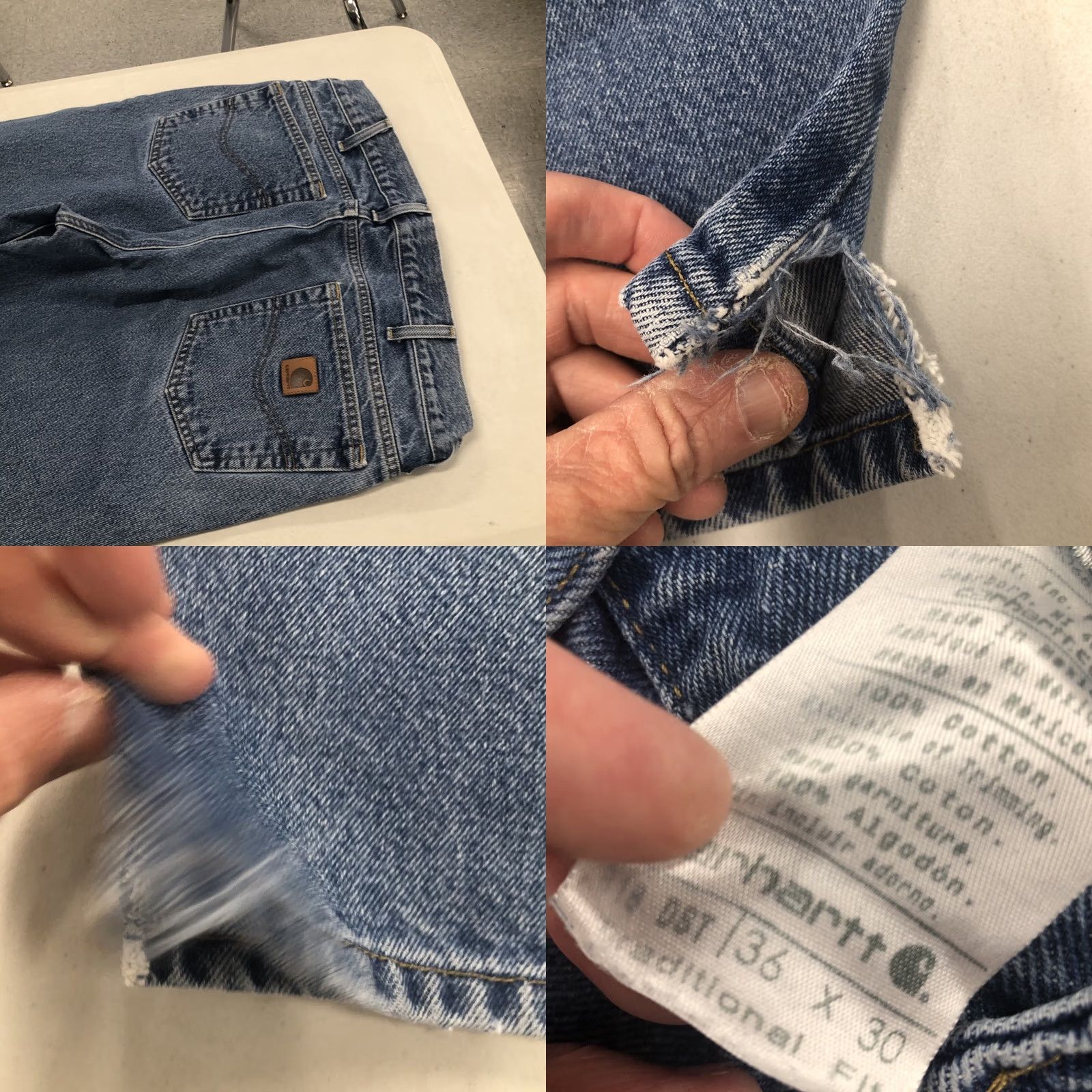 Carhartt VINTAGE Carhartt Jeans 35X28 Blue Denim 5-Pocket Relaxed Straight Mid Rise USA 90s Grunge Hip Hop Logo Mens Size US 35 - 8 Thumbnail