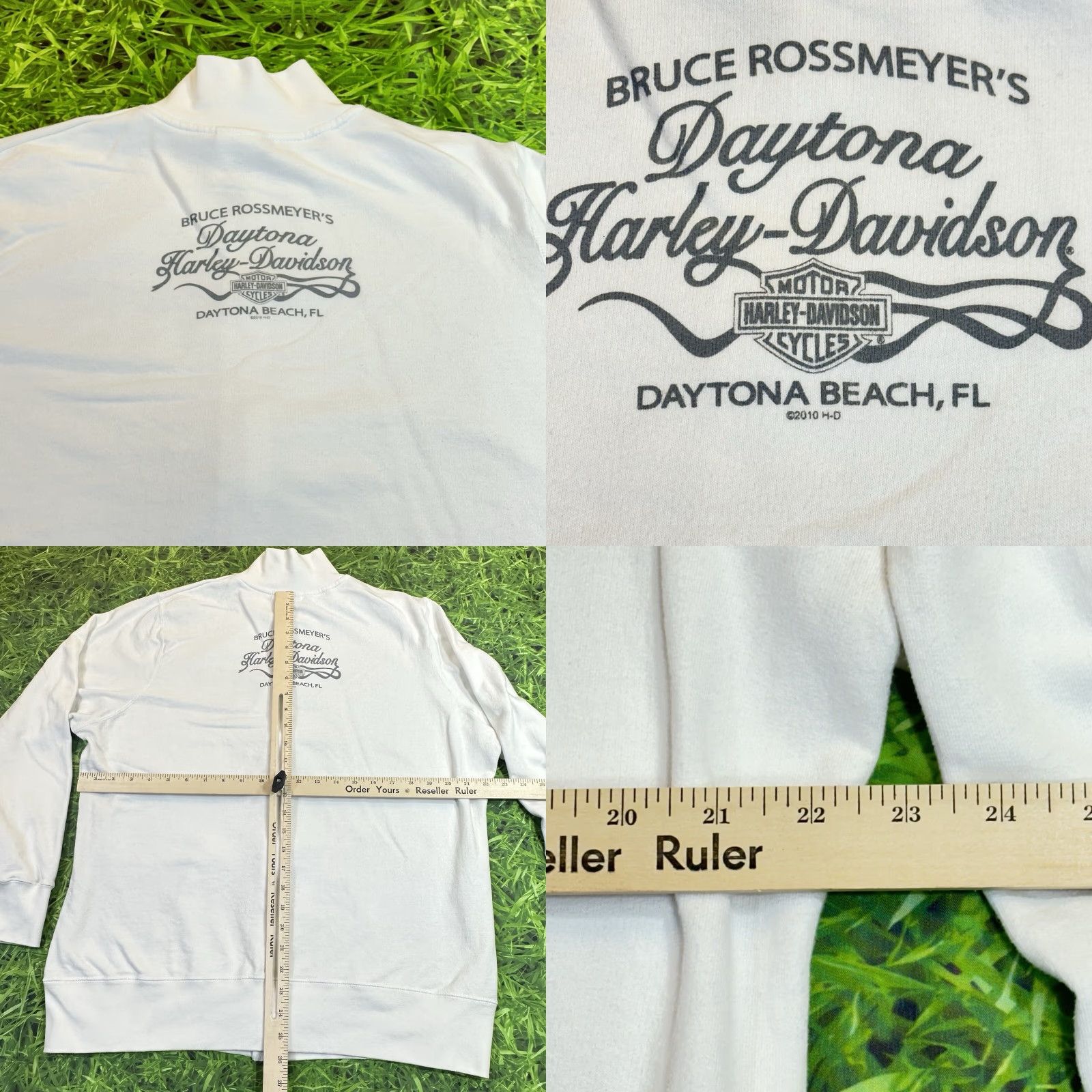 Harley Davidson Harley-Davidson Women's XL Long Sleeve Y2K Full Zip Sweatshirt Mock Neck White Logo Zipper Size XL / US 12-14 / IT 48-50 - 9 Thumbnail
