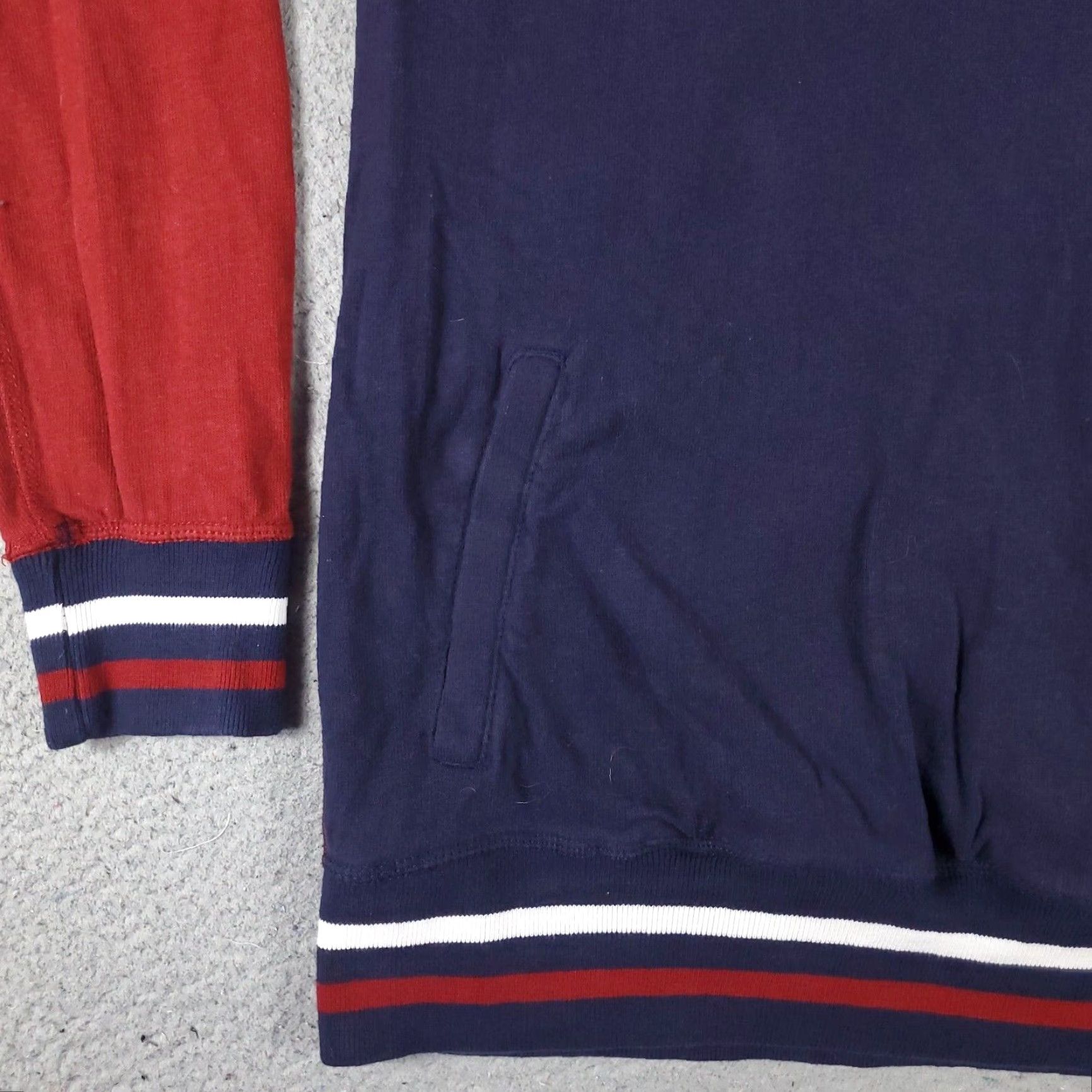 American Eagle Outfitters American Eagle Mens Large Blue Red 1/4 Zip Pullover Sweater Cotton Long Sleeve Mock Neck Logo Size US L / EU 52-54 / 3 - 3 Thumbnail
