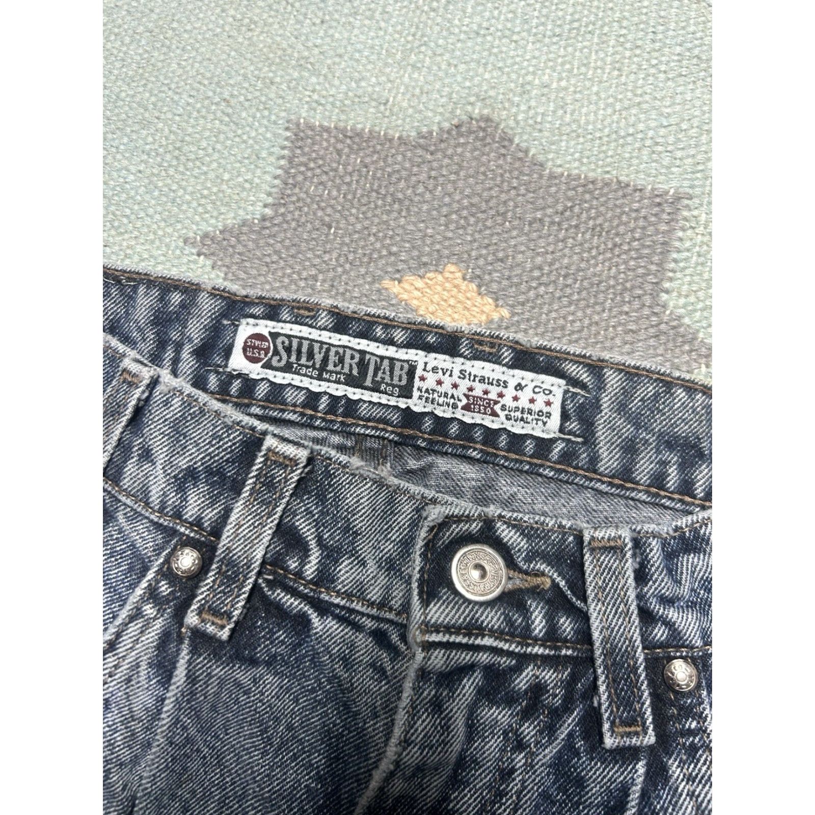 Levi's VINTAGE Levi’s Silvertab Jeans Dark Wash Tapered Distressed USA 27x33 Jeans Men Blue 80s 90s Size US 27 - 4 Thumbnail