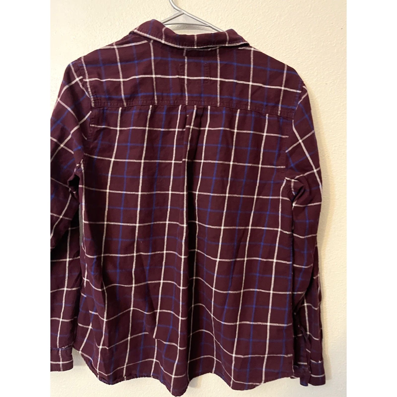 Old Navy Old Navy Shirt Women’s Button Up Long Sleeve Plaid Burgundy Size Large - Red Casual Blouse Size L / US 10 / IT 46 - 3 Thumbnail