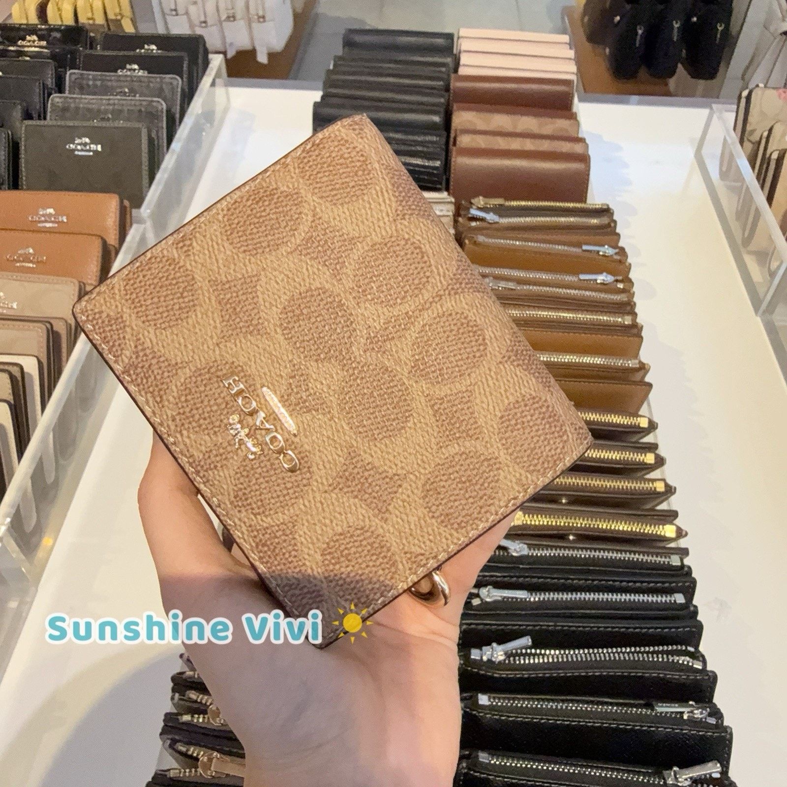 NWT Coach Snap Wallet CW789 Signature Charm Gold/Tan/Brown