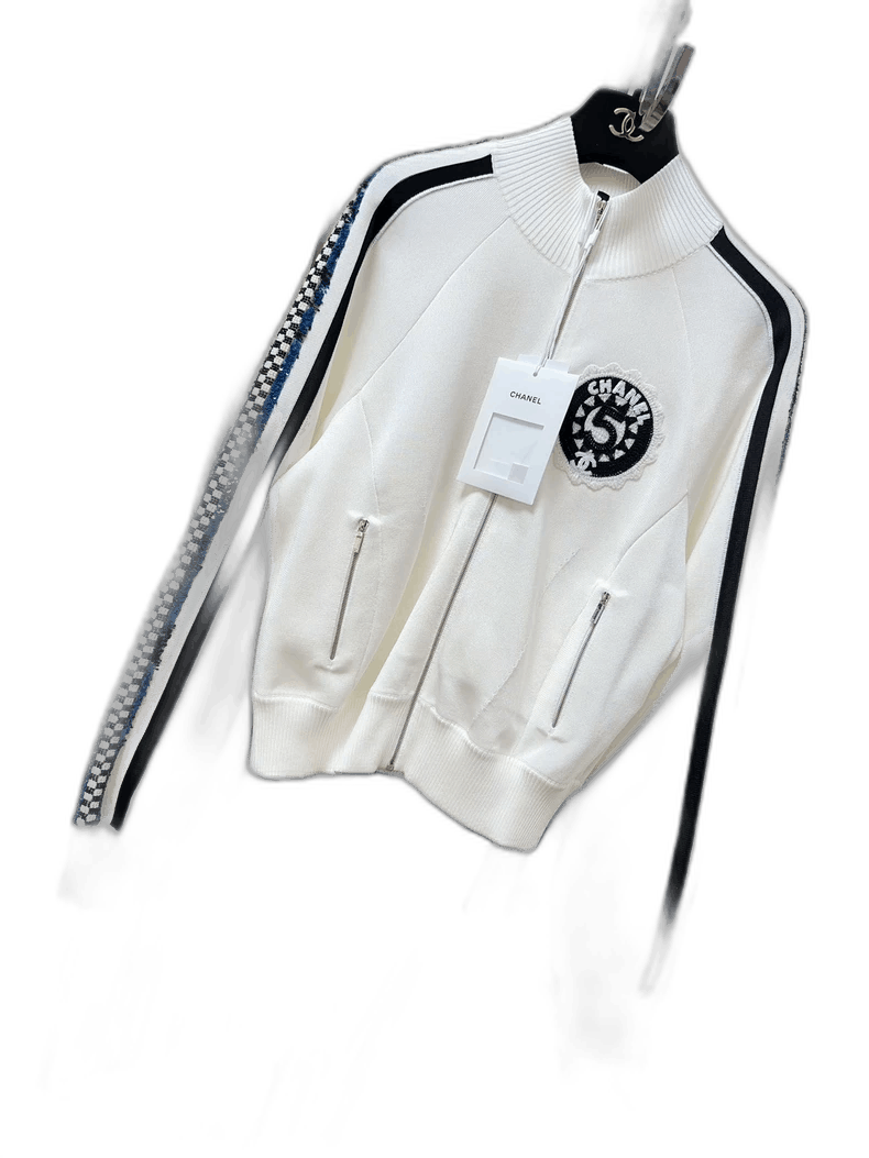 Chanel Chanel Embroidered Baseball Jacket with Sequins Size L / US 10 / IT 46 - 1 Thumbnail