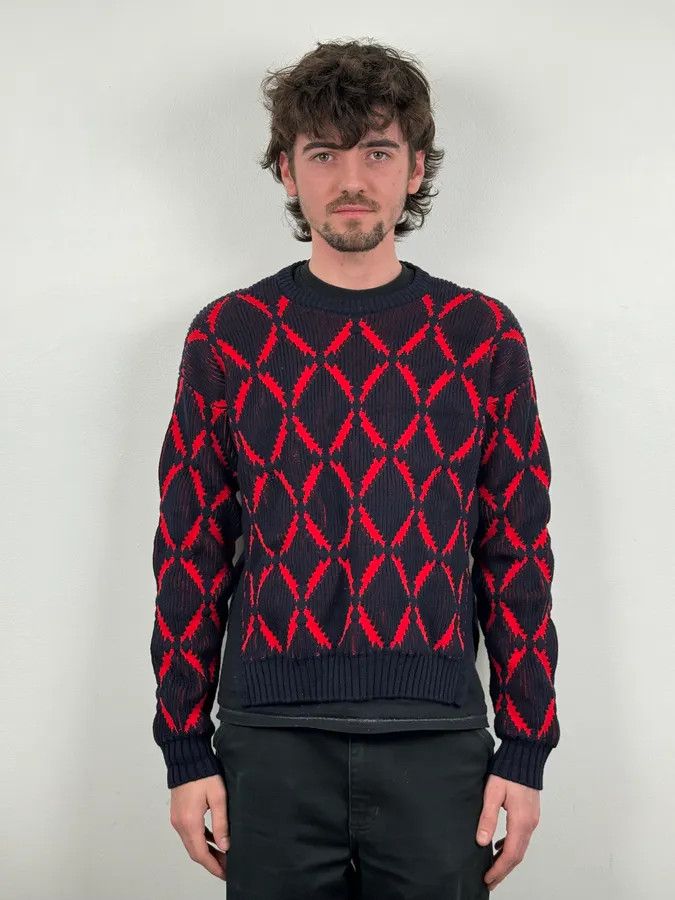 Versace AW2017 Versace Red Losange Navy Wool Sweater Size US S / EU 44-46 / 1 - 2 Thumbnail