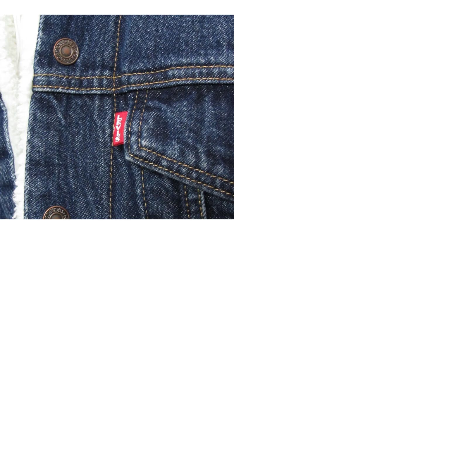 Levi's VINTAGE Levi’s Trucker Denim Jacket Medium Sherpa Lined Blue 90s Big E Mens Regular Jacket Size US 31 - 11 Thumbnail