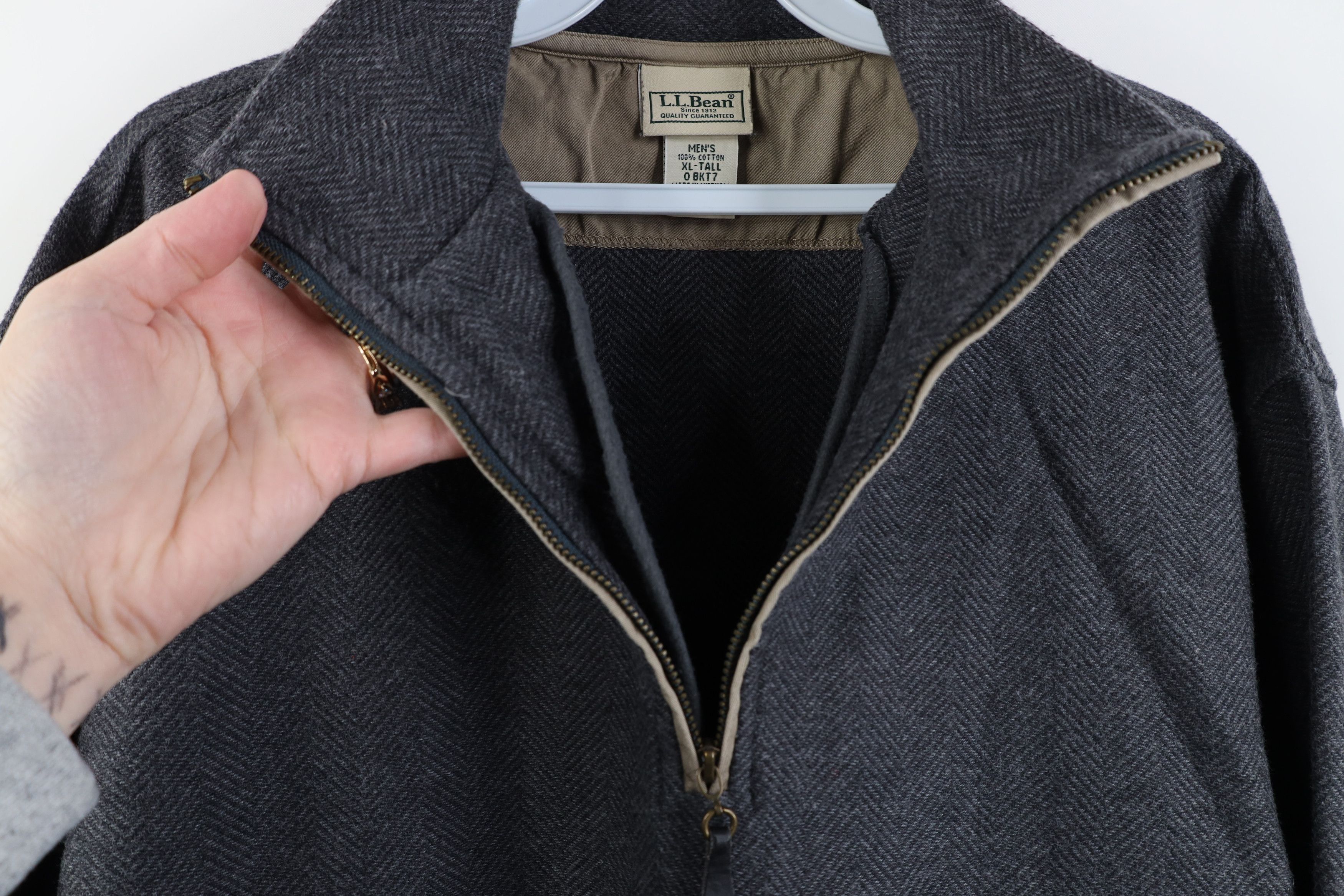 L.L. Bean Vintage LL Bean Herringbone 1/4 Half Zip Pullover Sweater Size US XL / EU 56 / 4 - 5 Thumbnail