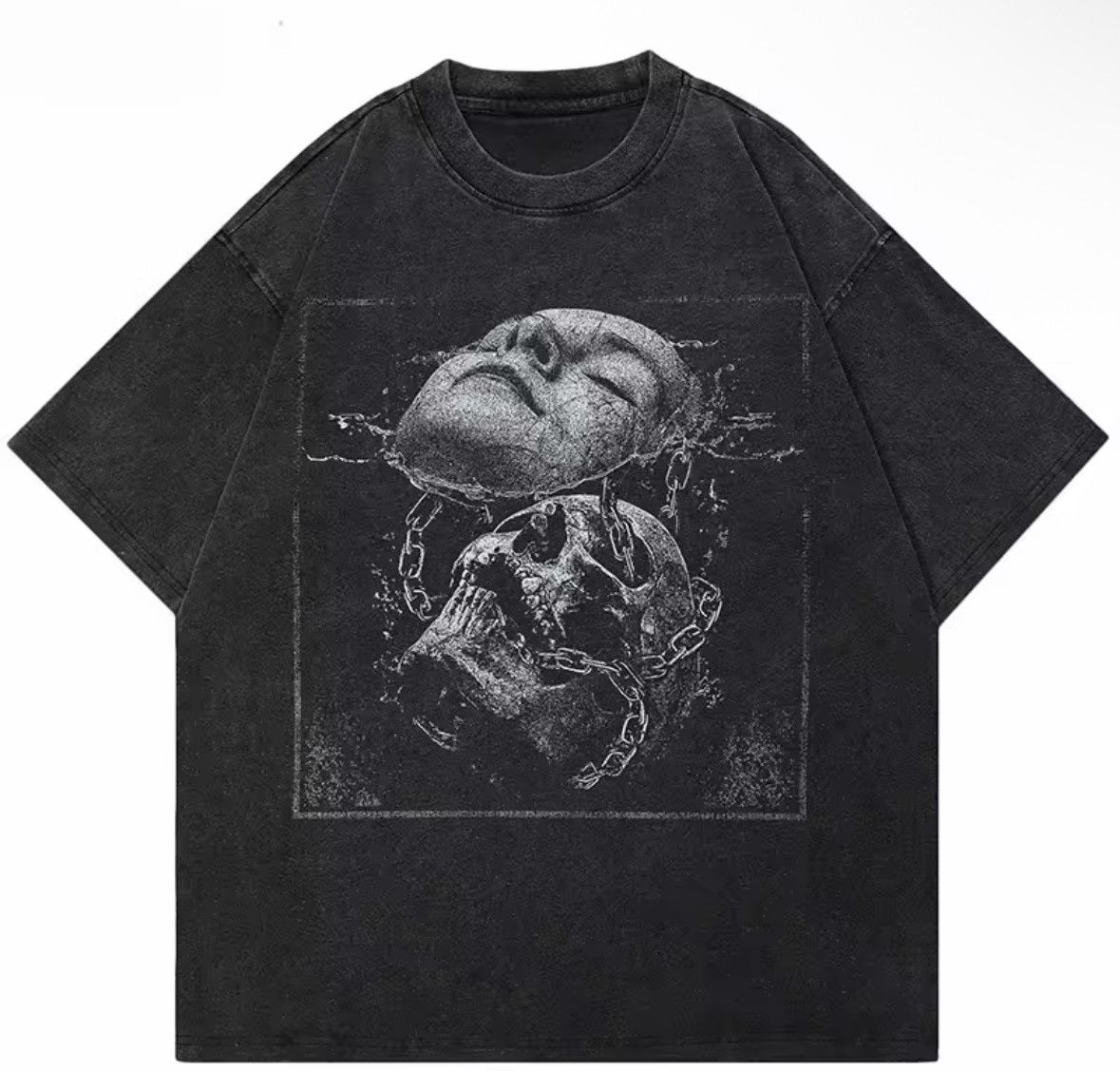 Other Y2K Vintage Gothic Skull Face Washed T-Shirt Size US S / EU 44-46 / 1 - 1 Thumbnail
