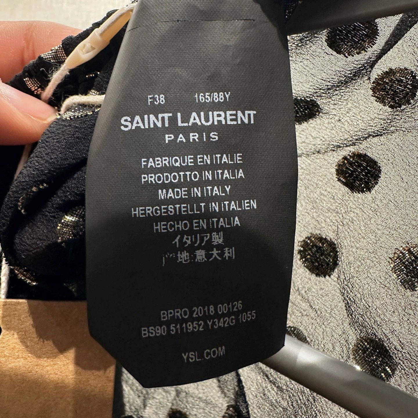 Saint Laurent Paris SAINT LAURENT silk shawl all-over polka dot sash F38 Size S / US 4 / IT 40 - 4 Thumbnail