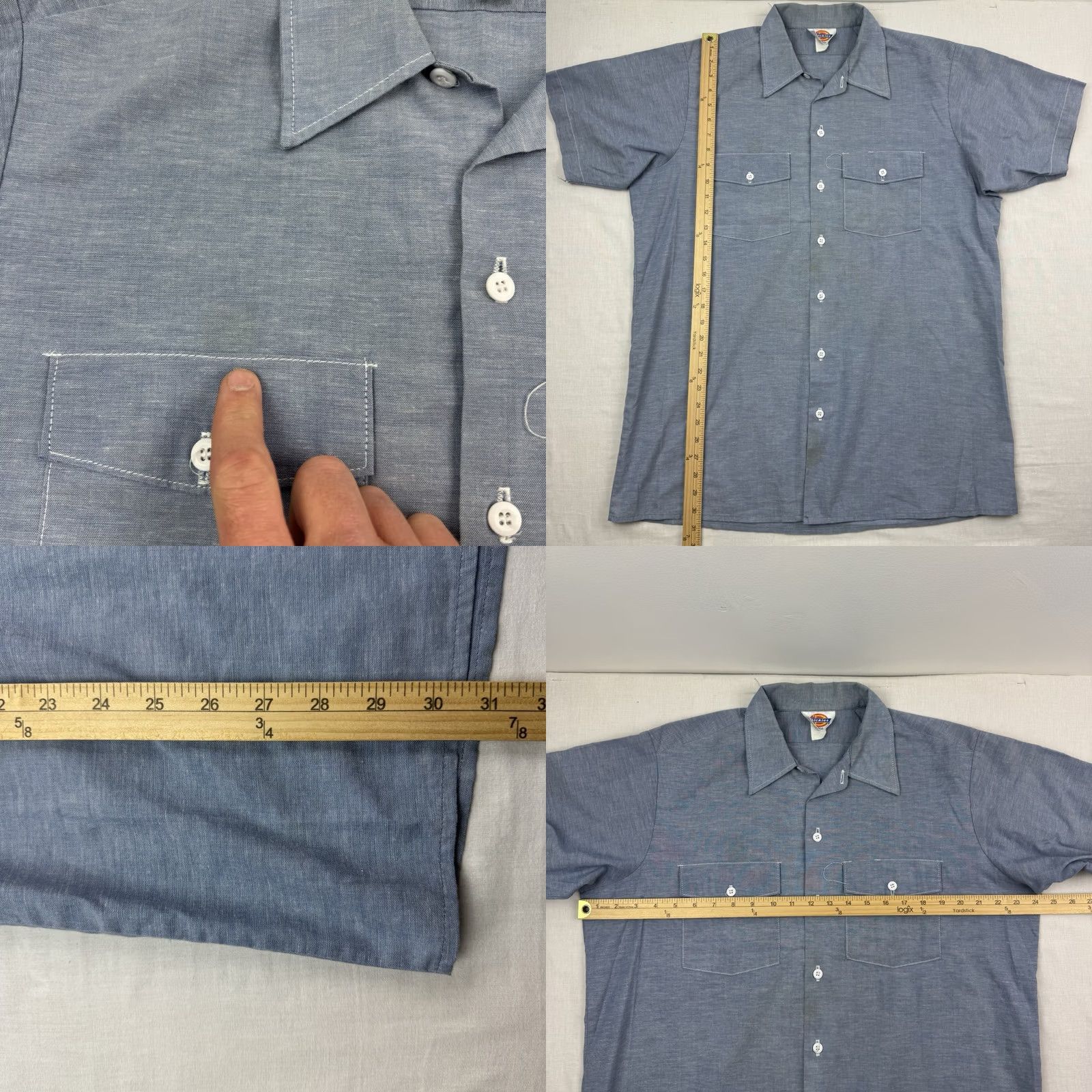Dickies VINTAGE Dickies Workwear Button Up Shirt Adult Large Blue Cotton, Polyester, Solid, 90s Grunge, Workwear, Dickies, 90s, Mens, Button-Up, Short Sleeve Size US L / EU 52-54 / 3 - 8 Thumbnail