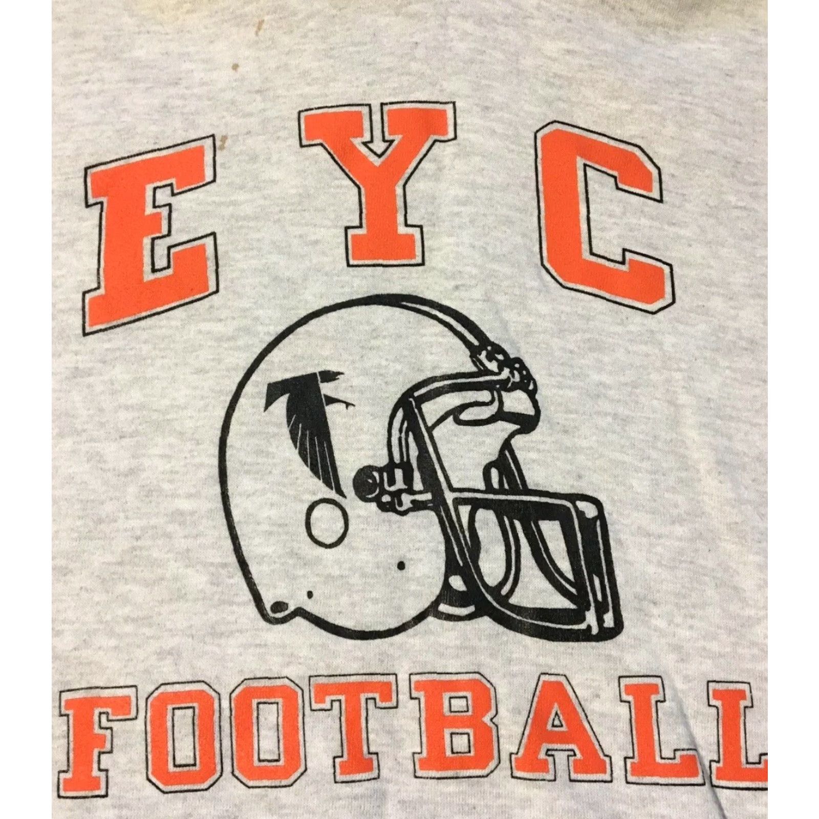 Jerzees VINTAGE 90s EYC Football Faded Hoodie XXL USA Falcons Grunge Track Sports School PE Hoodie Mens Gray Size US XXL / EU 58 / 5 - 2 Thumbnail