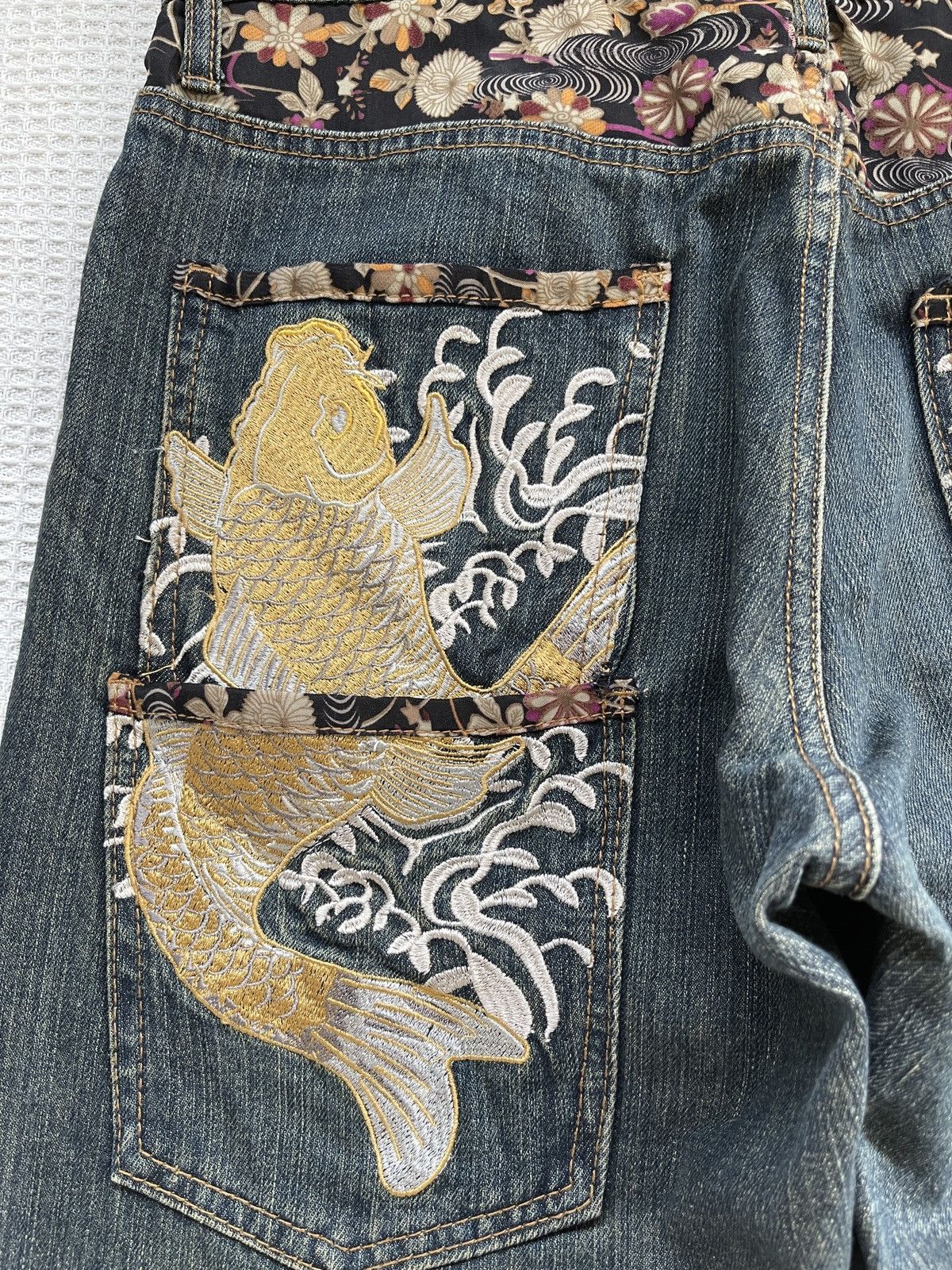 Karakuri Tamashii Rare🔥Japanese Memory Special Embroidery Sukajan Jeans Size US 34 / EU 50 - 6 Thumbnail