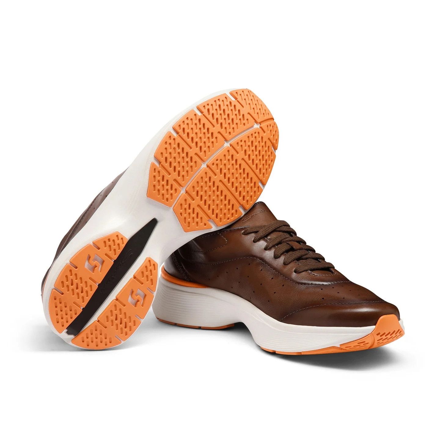 Santoni os11x0526 Bounce Leather Low-Top Sneakers in Brown Size US 9 / EU 42 - 4 Thumbnail