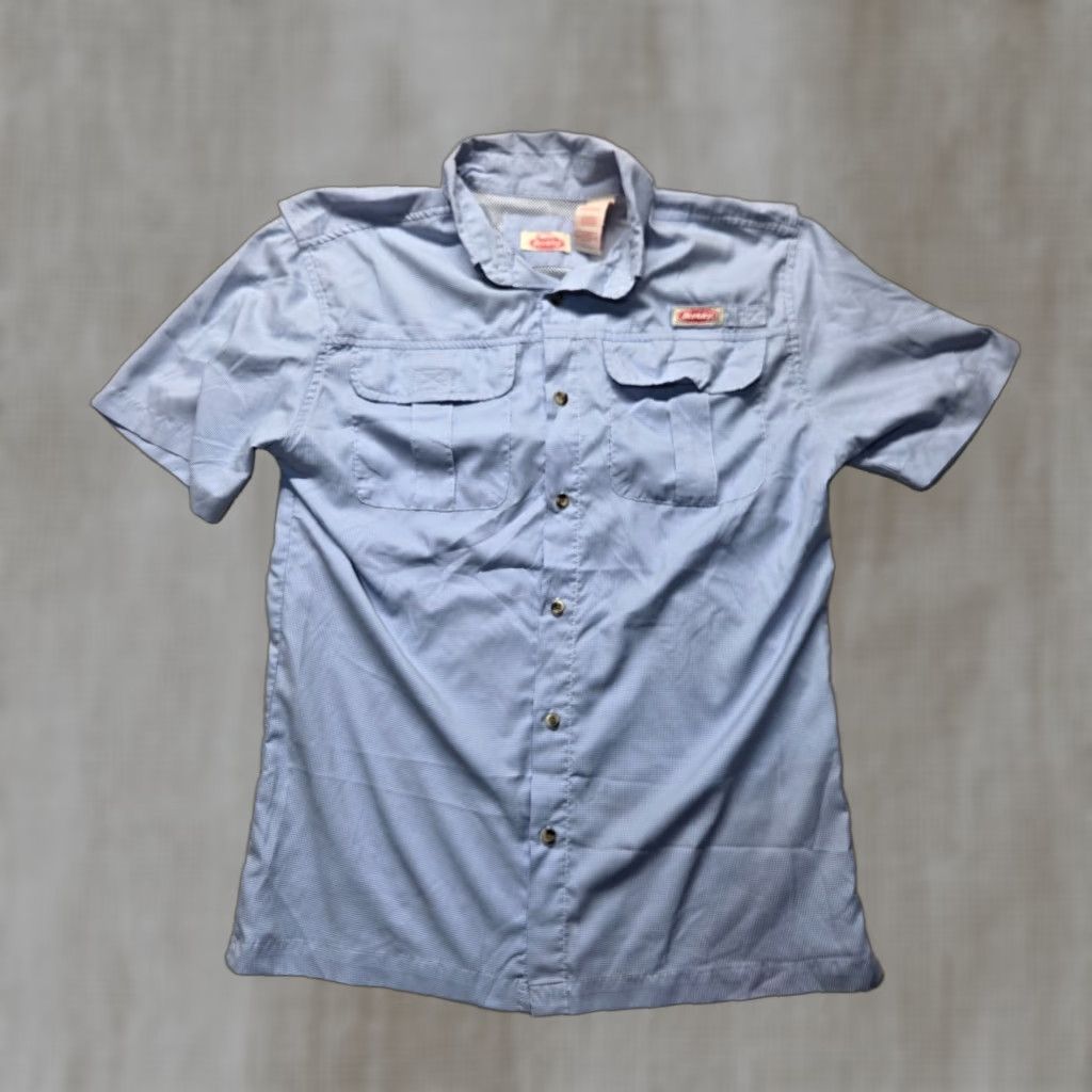 Vintage Berkely Button-Up Solid Blue Shirt Short Sleeve Adult Men M Medium Blue Shirt Short Sleeve Mens Regular Button-Down Collared Fish Theme Casual Size US M / EU 48-50 / 2 - 1 Thumbnail