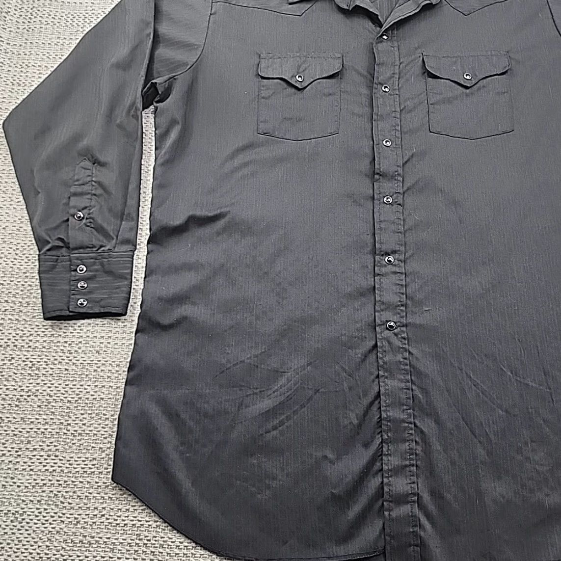 Vintage VINTAGE Panhandle Slim Pearl Snap Shirt 18-36 Black Striped Western USA Made Cowboy Shirt Mens Regular 100% Cotton Size US XXL / EU 58 / 5 - 3 Thumbnail