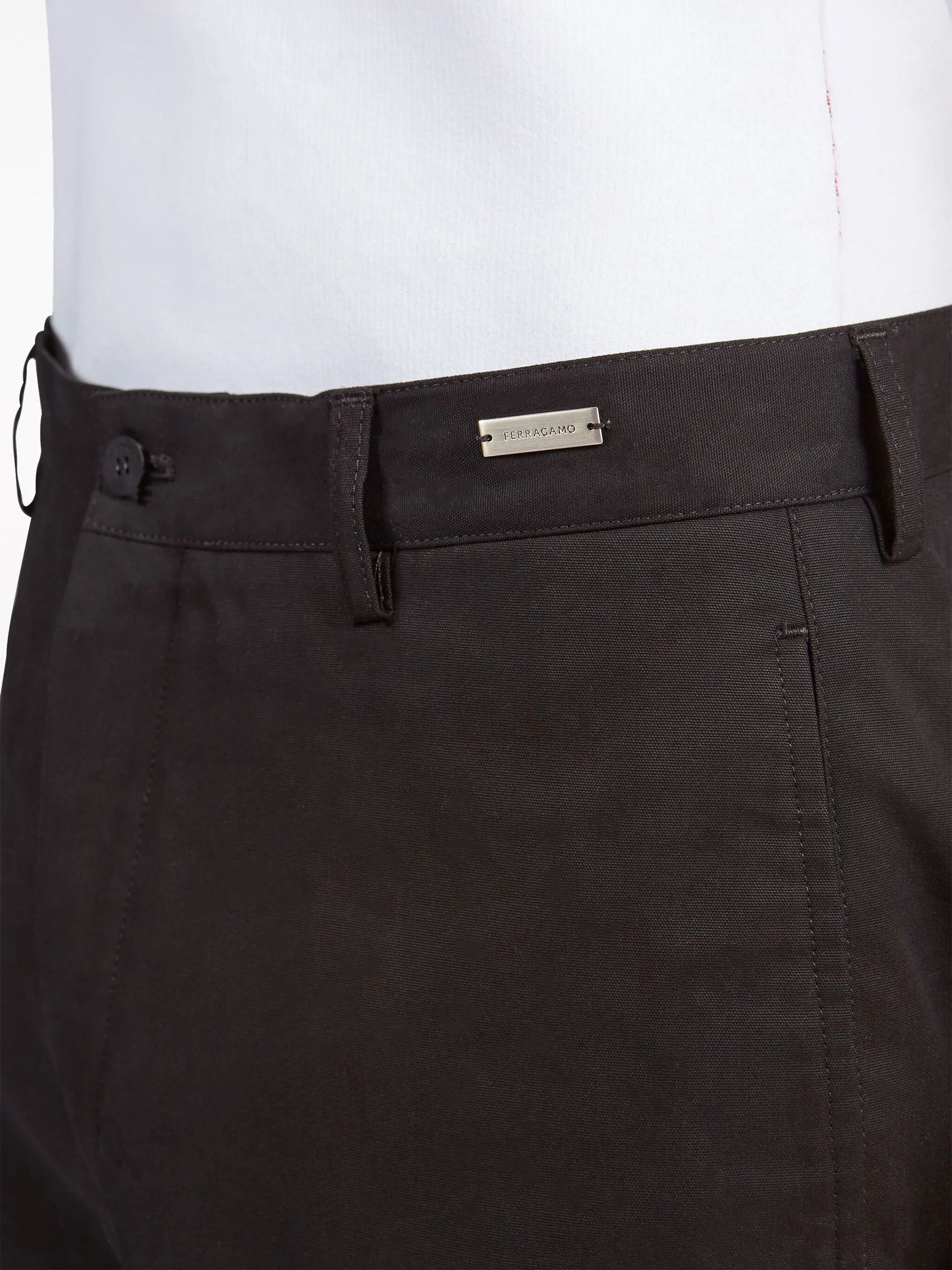 Salvatore Ferragamo o1s1rm0126 Flared Cotton Chino Trouser in Black Size US 36 / EU 52 - 5 Thumbnail