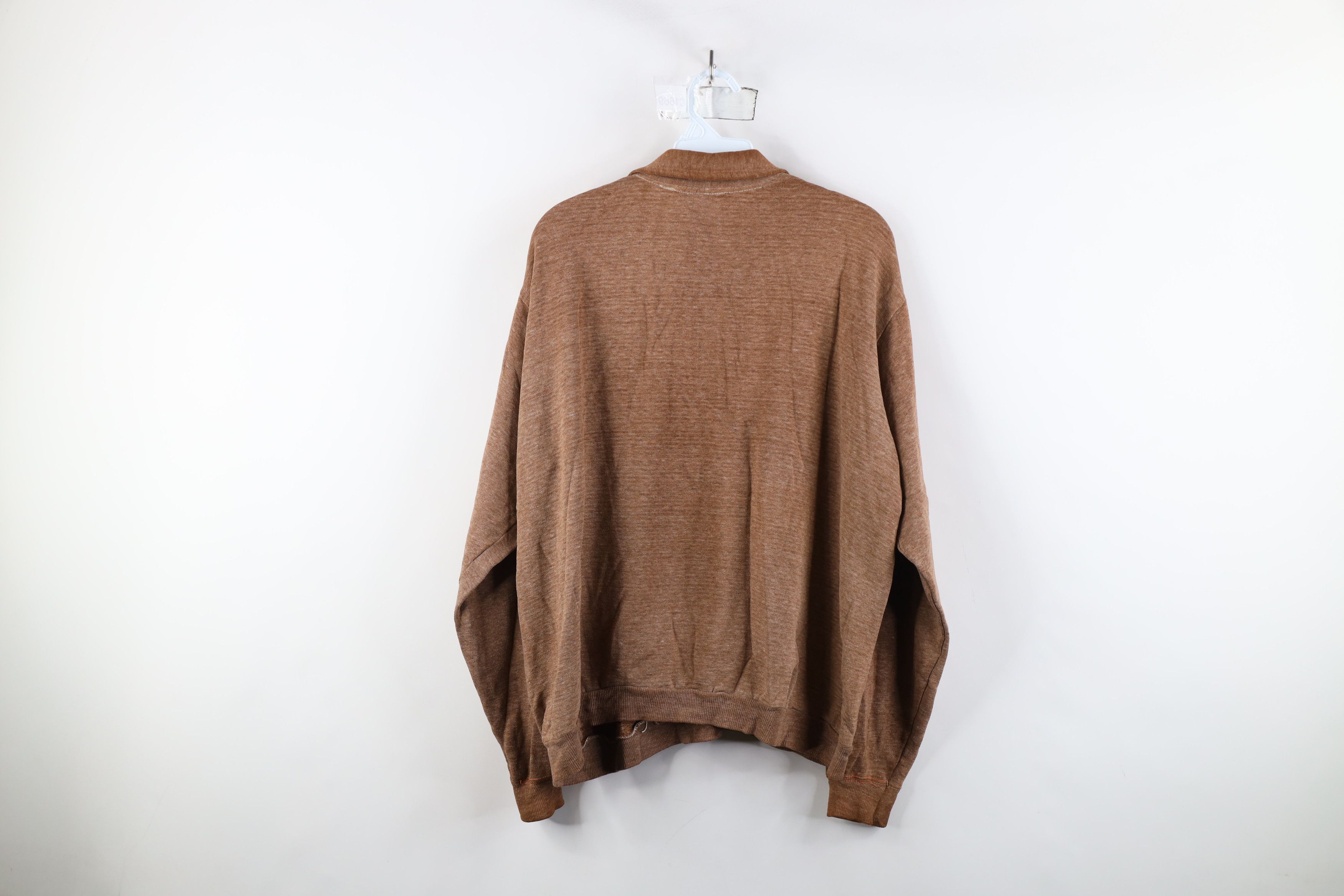 Vintage Vintage 50s Fit Blank Half Zip Collared Sweatshirt Brown Size US L / EU 52-54 / 3 - 12 Thumbnail