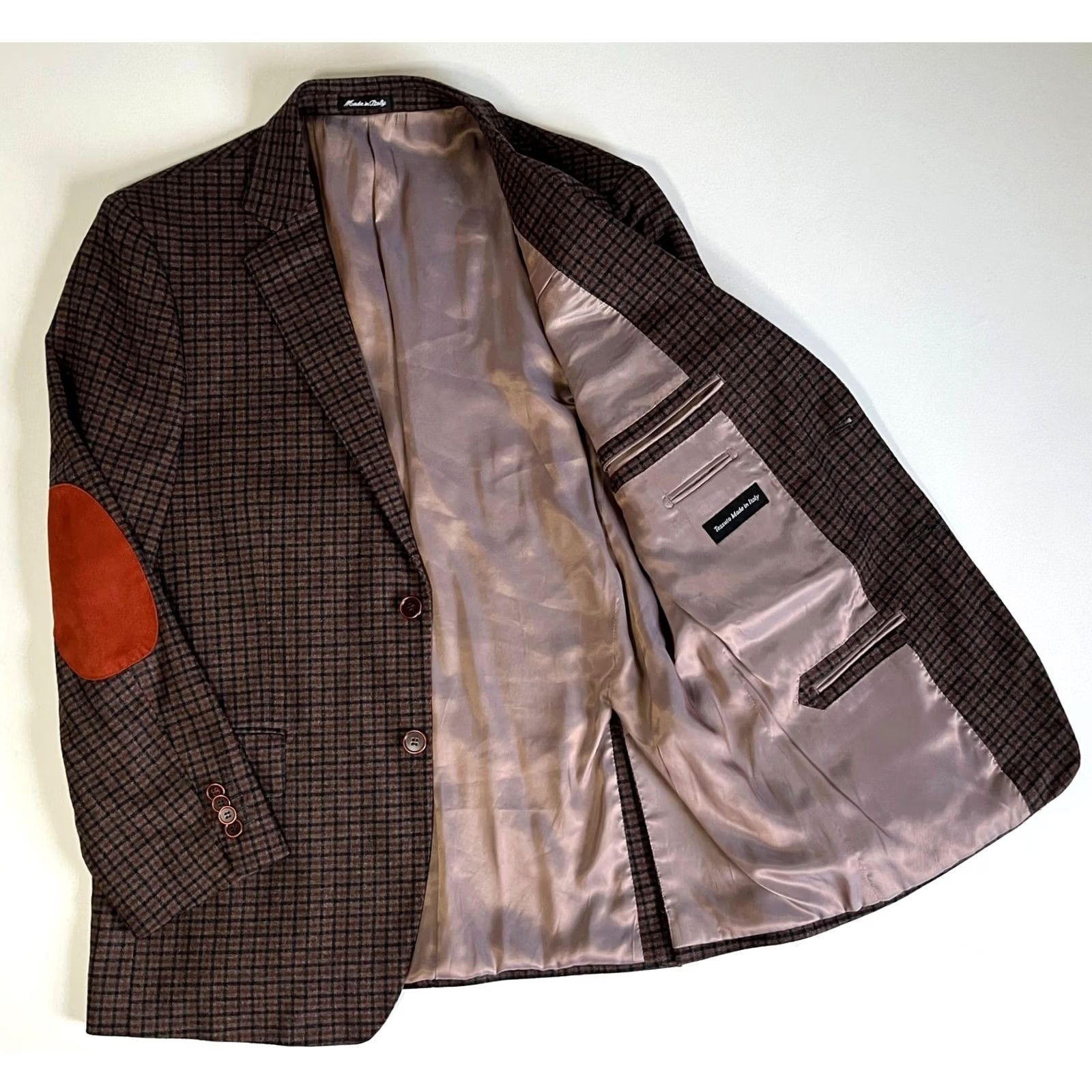 Vintage Sartoria Tosi Blazer Jacket Wool Blend Plaid Elbow Patches Made in Italy Sz 40 R Brown Men’s Size 40R - 4 Thumbnail