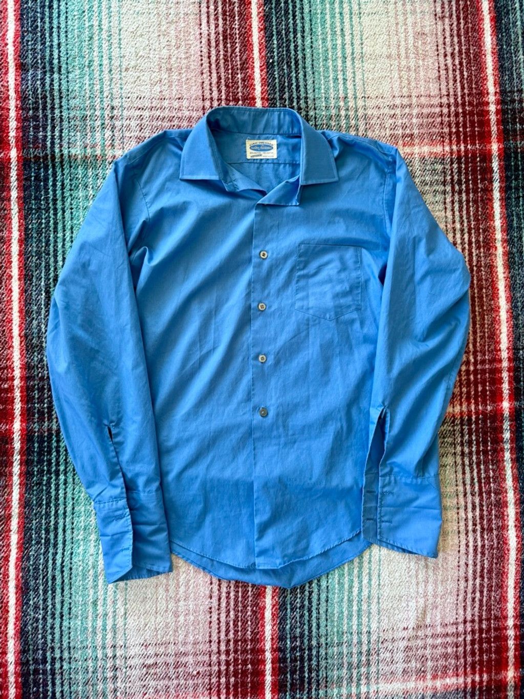 Vintage 60s Blue French Cuff Dress Shirt M Size US M / EU 48-50 / 2 - 1 Thumbnail