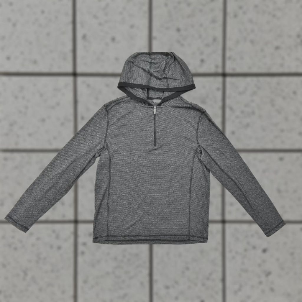 Calvin Klein Calvin Klein Slim Fit Hoodie Men's M Gray Striped 1/4 Zip 100% Cotton Sweater Pullover Mock Neck Long Sleeve Casual Winter Spring Fall Mens Size US M / EU 48-50 / 2 - 1 Thumbnail