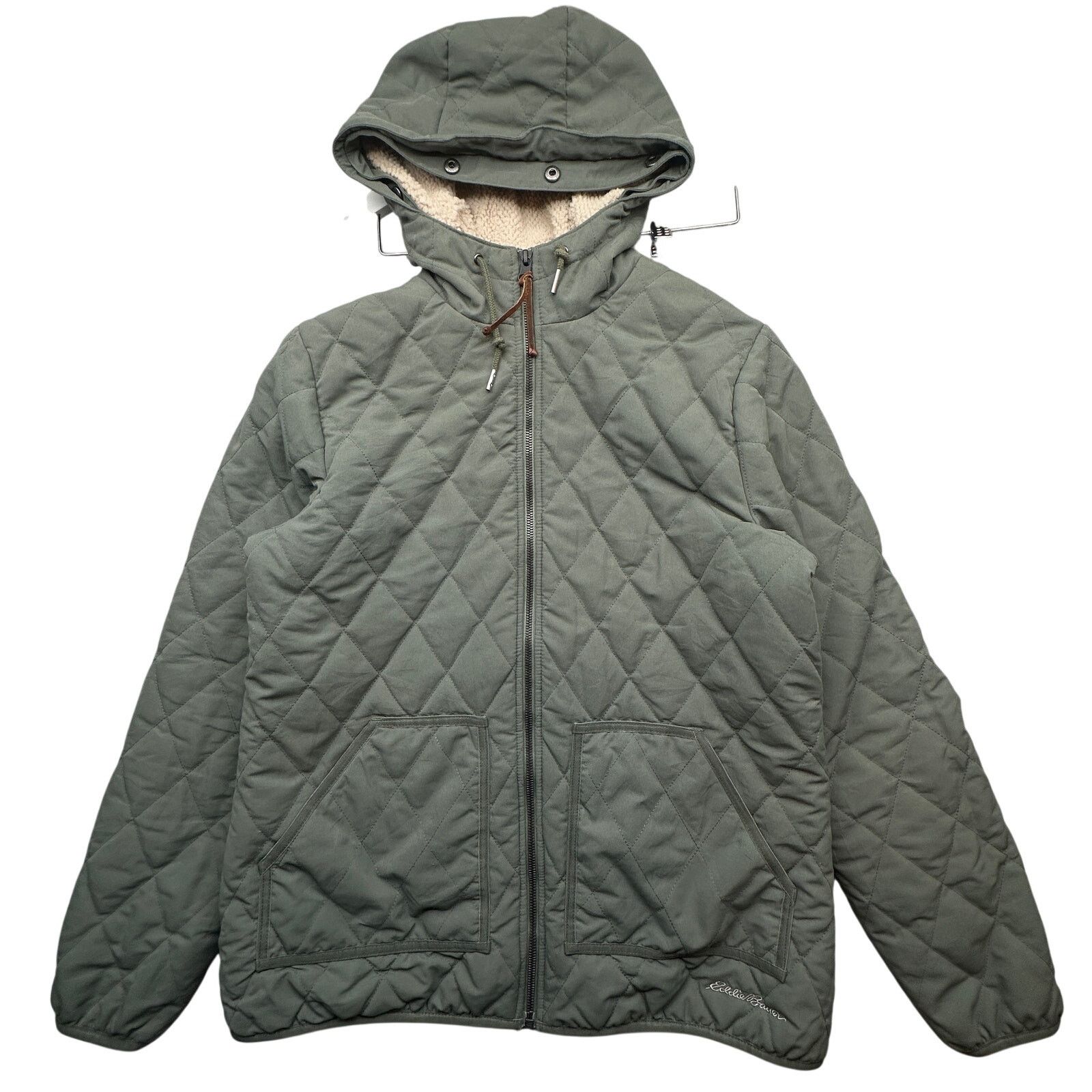 Eddie Bauer Eddie Bauer Quilted Fleece Lined Jacket Womens Large Hooded Size L / US 10 / IT 46 - 1 Thumbnail