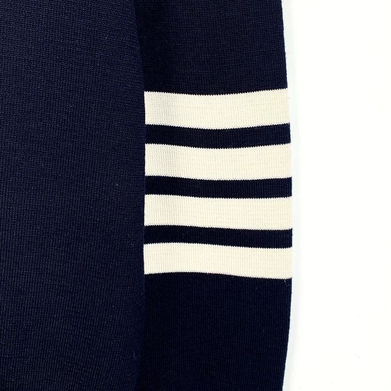 Thom Browne Thom Browne Dark blue wool classic four-bar round-neck long Size US M / EU 48-50 / 2 - 4 Thumbnail