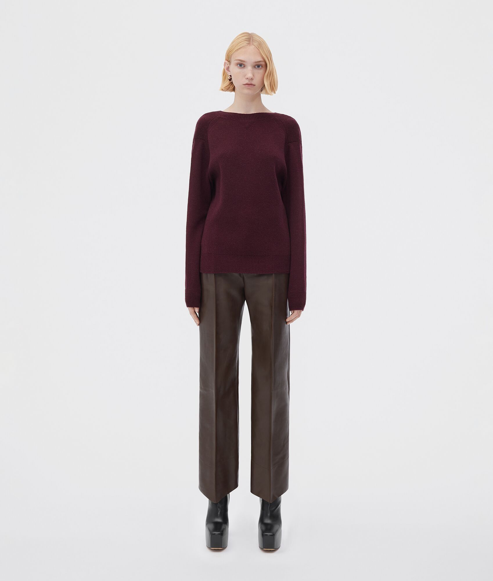Bottega Veneta o1n1vont1224 Compact Cashmere Jumper in Burgandy Size XL / US 12-14 / IT 48-50 - 4 Thumbnail