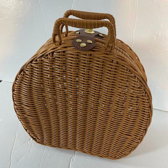 Other Woven Wicker Picnic Basket Carrying Case Handbag Size ONE SIZE - 5 Thumbnail