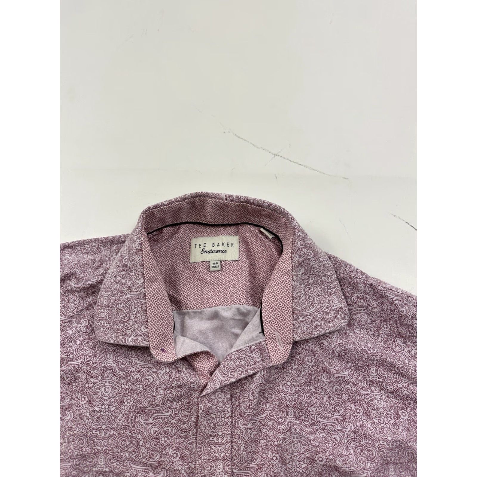 Ted Baker Ted Baker Shirt Pink Paisley Long Sleeve Button-Up 16.5 36/37 Mens Endurance Regular Button Up Size US XL / EU 56 / 4 - 2 Thumbnail