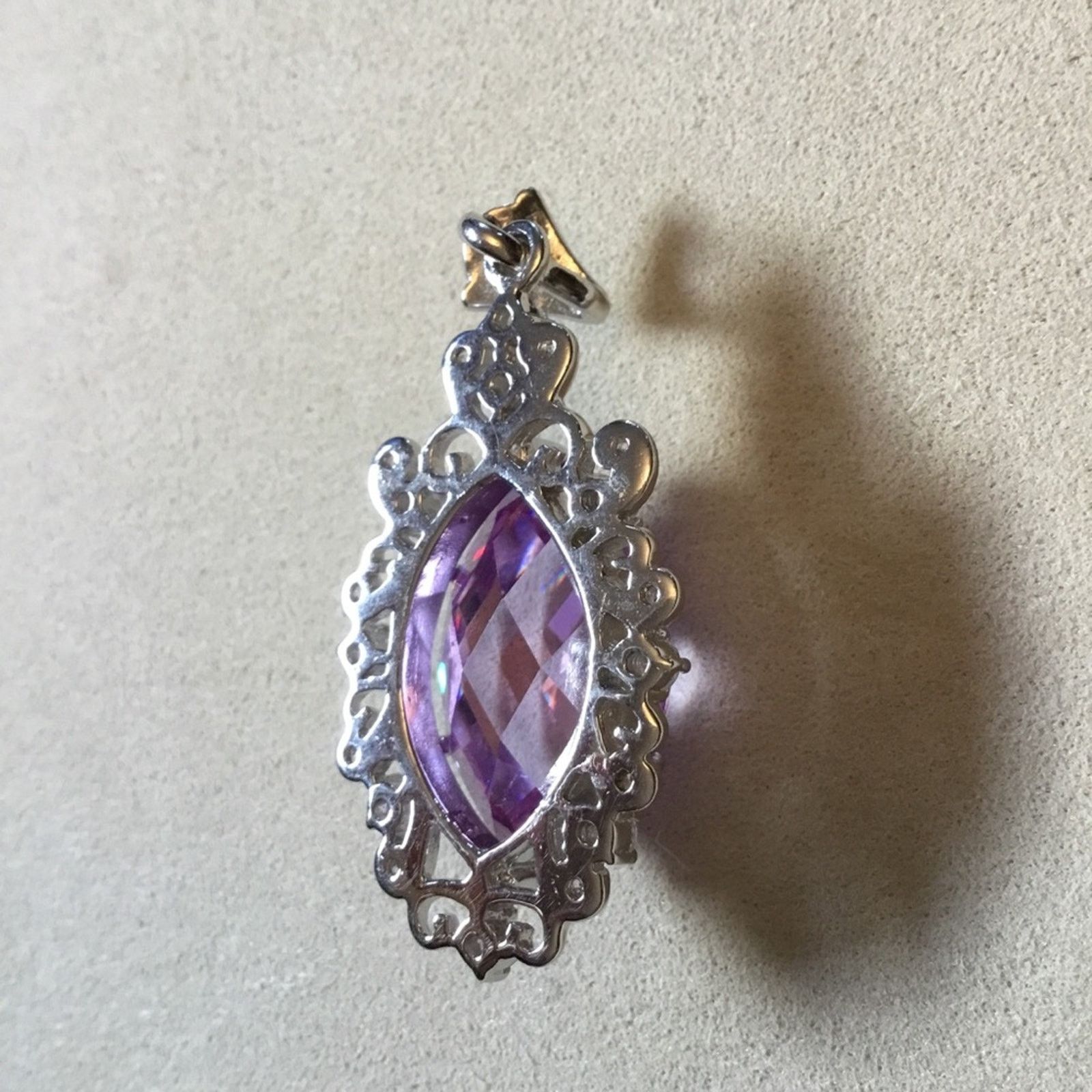 Other Sterling Silver Purple Crystal Statement Pendant Size ONE SIZE - 10 Thumbnail