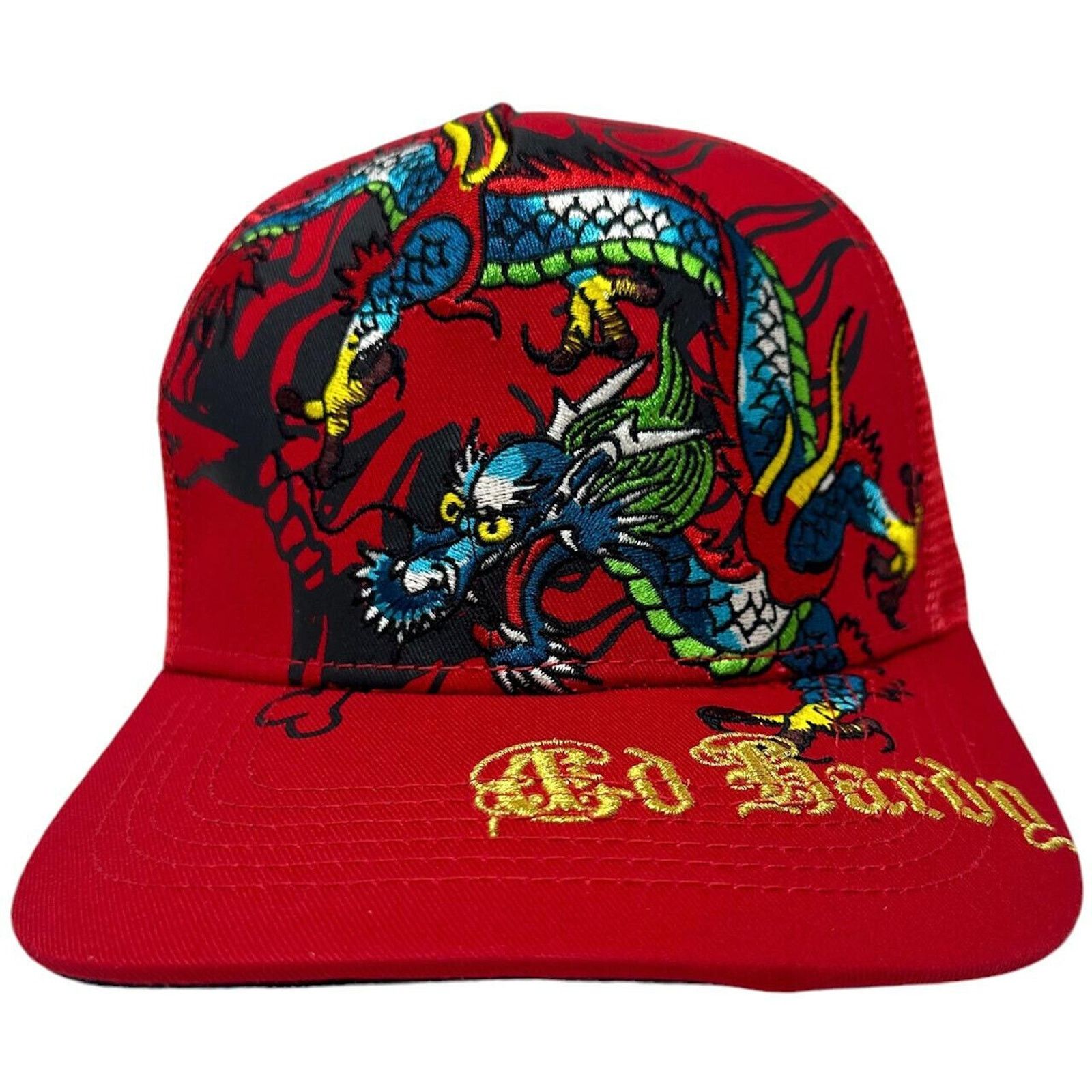 Ed Hardy Ed Hardy Trucker Hat Embroidered Tattoo Dragon Red Cap Size ONE SIZE - 1 Thumbnail