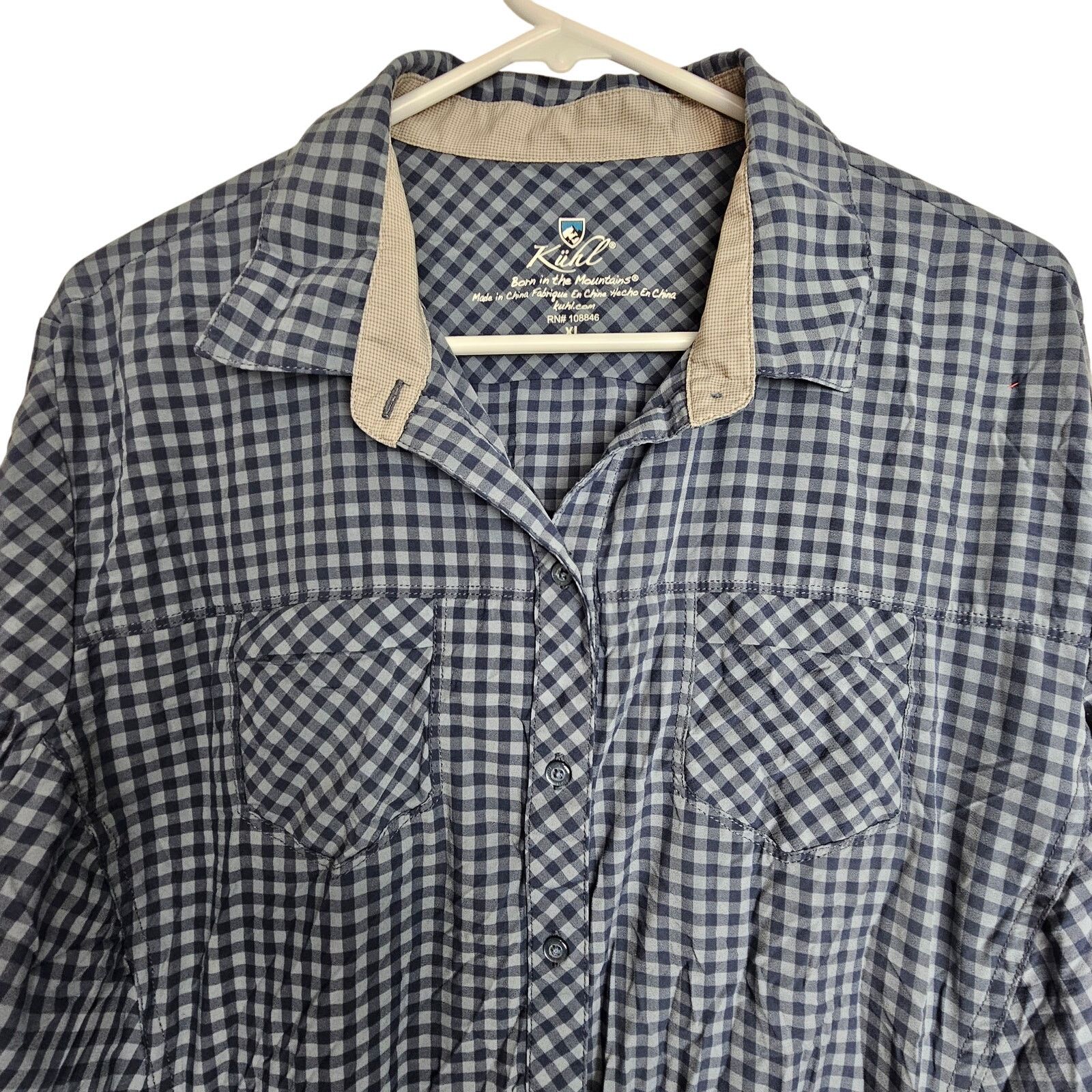 Kuhl Kuhl Shirt Blue Checker Shirt Button Front XL Zip Pocket Size US XL / EU 56 / 4 - 2 Thumbnail