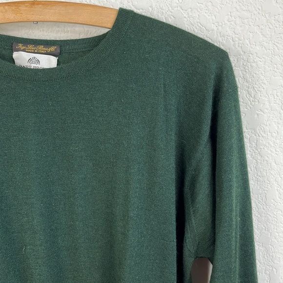 image of Loro Piana Crew Jewel Cashmere Silk Sweater in Green, Men's (Size Small)