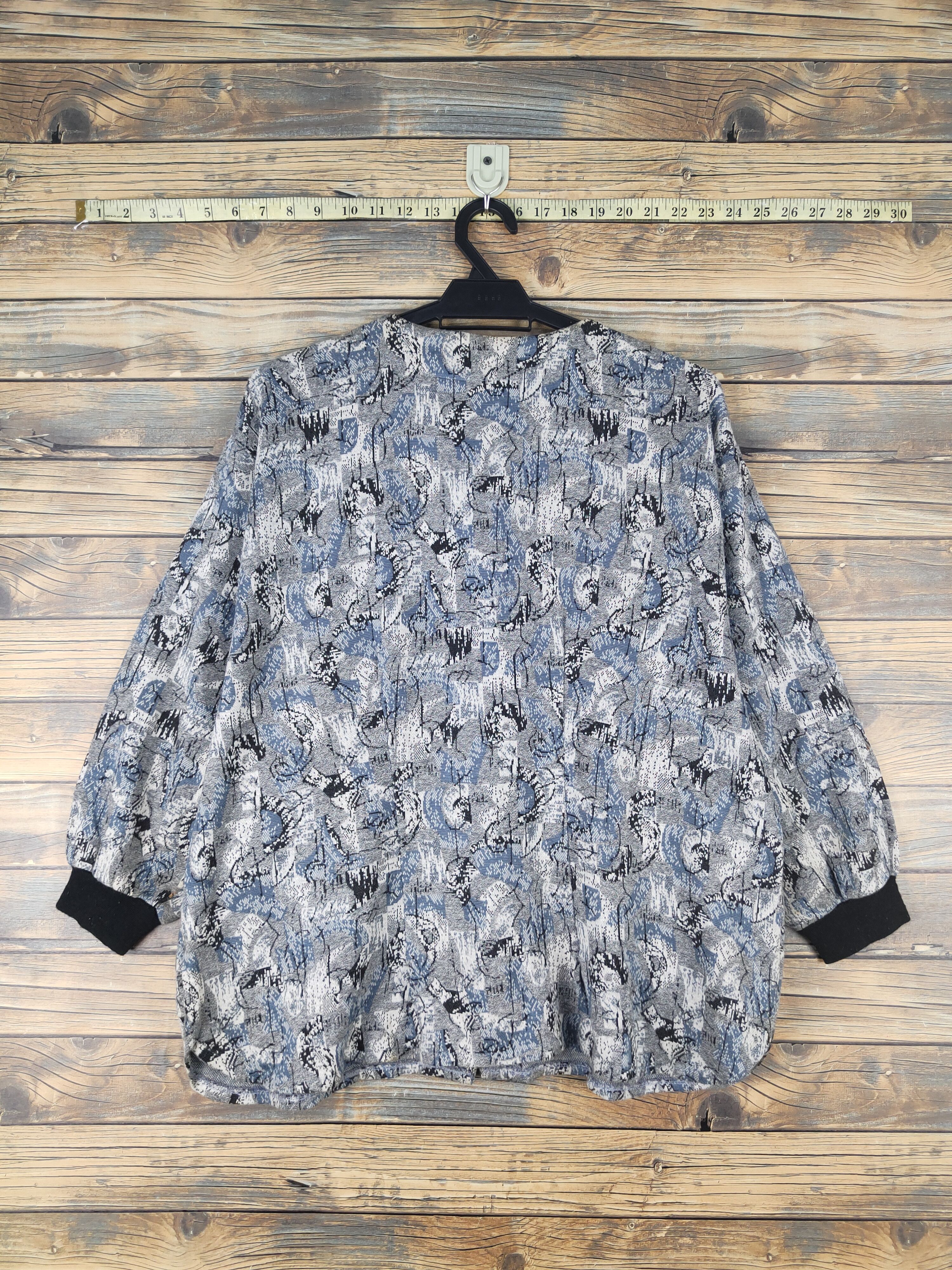Homespun Knitwear × New Look × Vintage New Look Blue Gray Knitwear Blouses #W1521 Size L / US 10 / IT 46 - 9 Thumbnail
