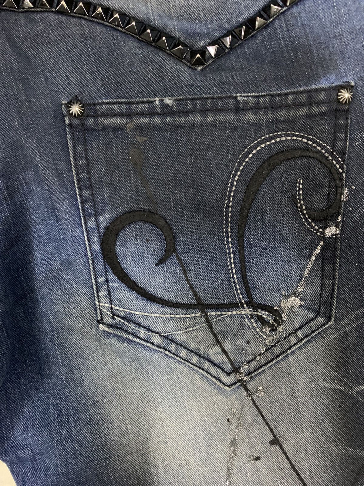 If Six Was Nine Vintage Lagust Studded Paint Splatter Flare Punk Jeans Size US 30 / EU 46 - 17 Thumbnail