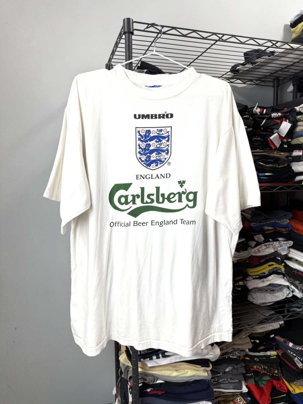 Umbro 90’s Vintage Umbro England Carlsberg Beer T Shirt Soccer Size US XL / EU 56 / 4 - 1 Thumbnail