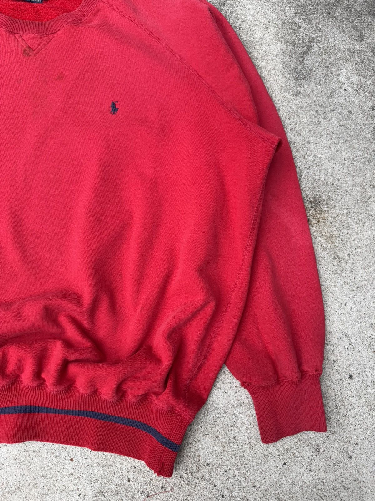 Polo Ralph Lauren × Vintage Vtg 90s Polo Ralph Lauren Red Crew Neck Grunge Sweatshirt XL Size US XL / EU 56 / 4 - 3 Thumbnail