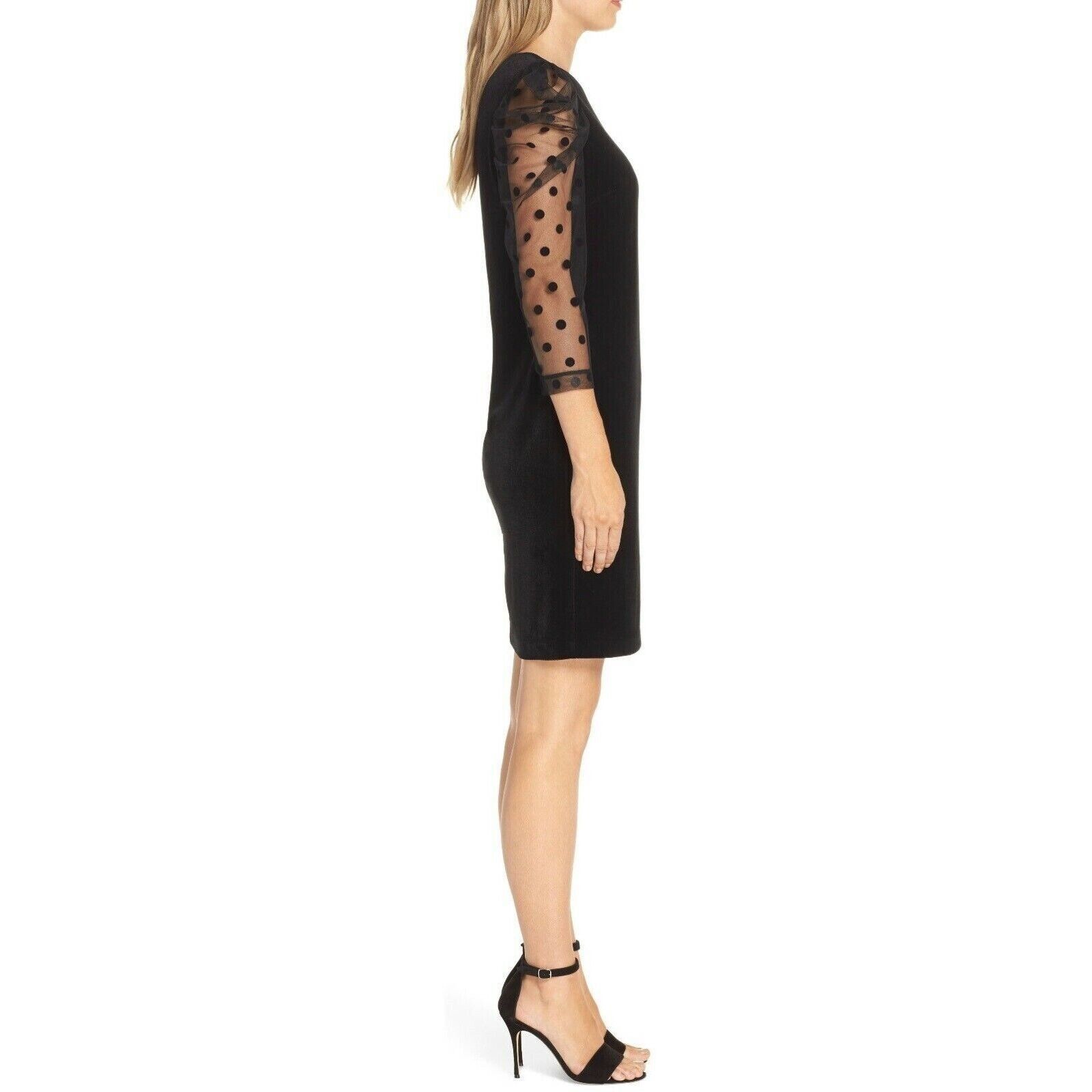 The Unbranded Brand Julia Jordan Black Velvet Swiss Dot Cocktail Dress Size US 6 Size M / US 6-8 / IT 42-44 - 3 Thumbnail