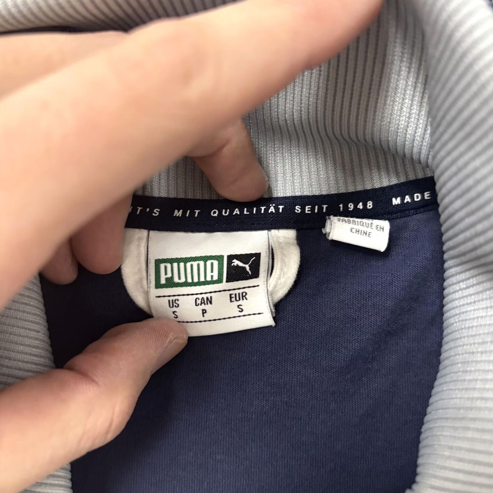 Puma PUMA Track Jacket Mens Small White Navy Colorblock Fleece Full Zip Athletic Size US S / EU 44-46 / 1 - 2 Thumbnail