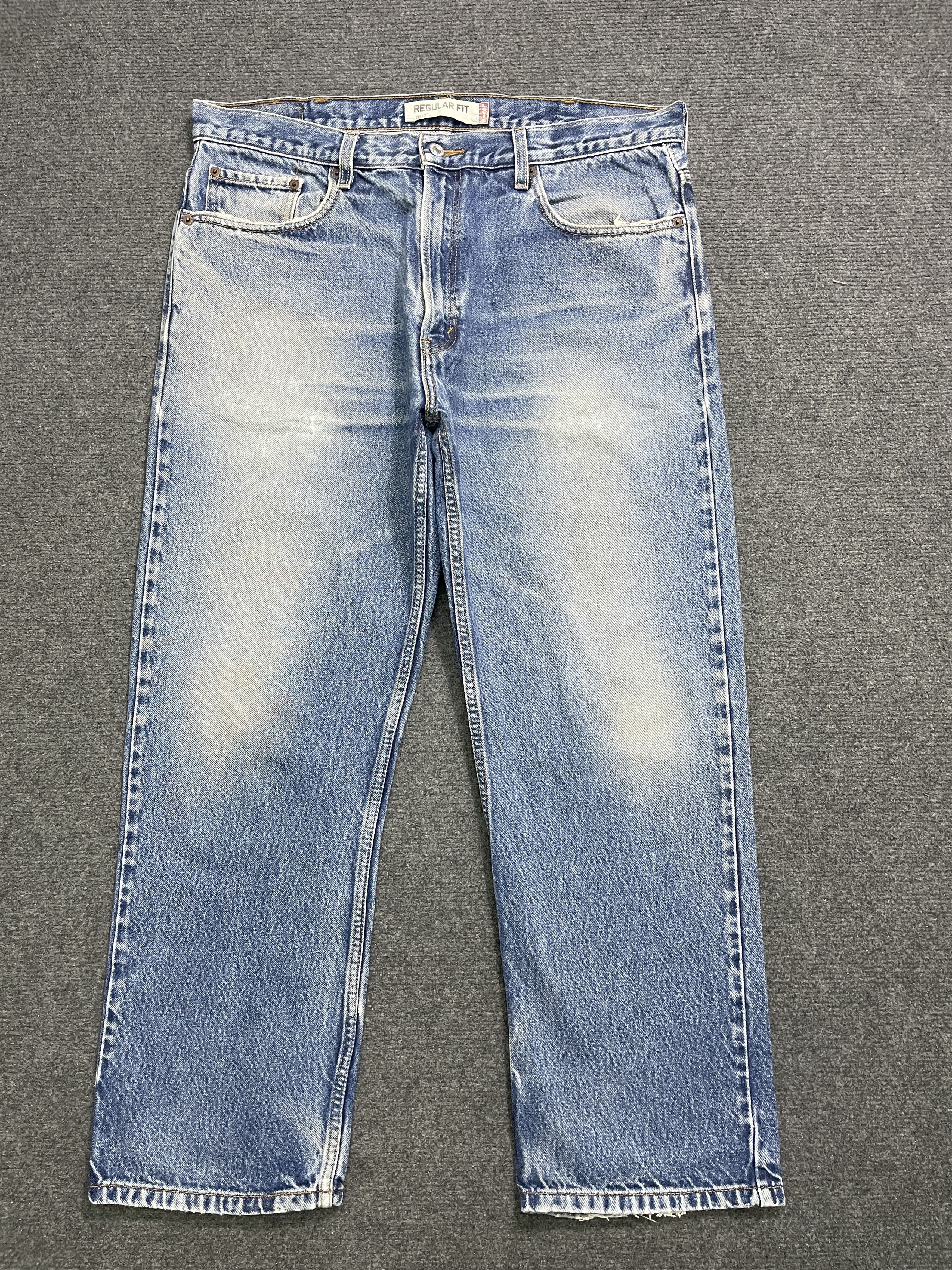 image of Levis 505 Faded Blue Jeans in Blue Denim, Men's (Size 38)