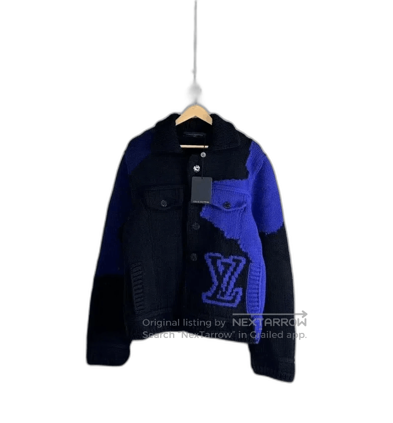 Louis Vuitton Louis Vuitton LV blue and purple applique knit jacket. Size US L / EU 52-54 / 3 - 1 Thumbnail
