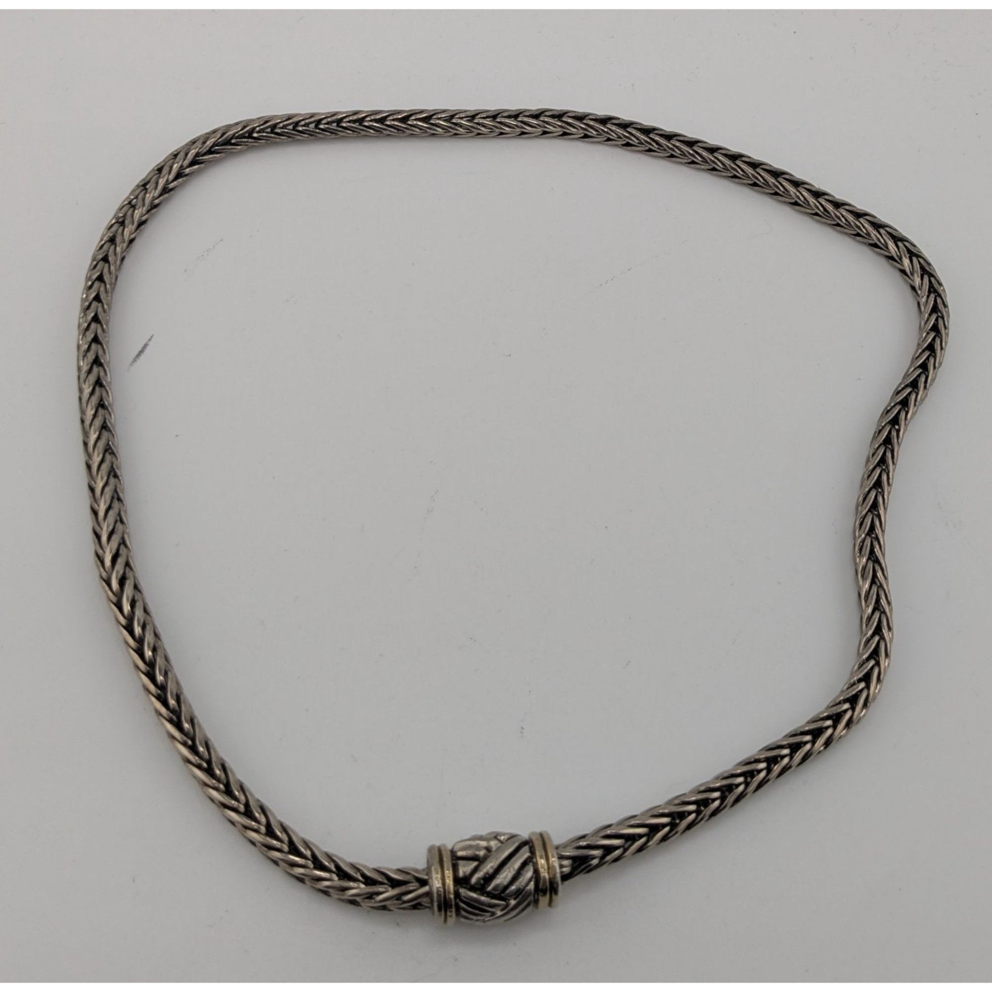 Other Vintage Silver Tone Woven Necklace With Magnetic Front Clasp Size ONE SIZE - 6 Thumbnail